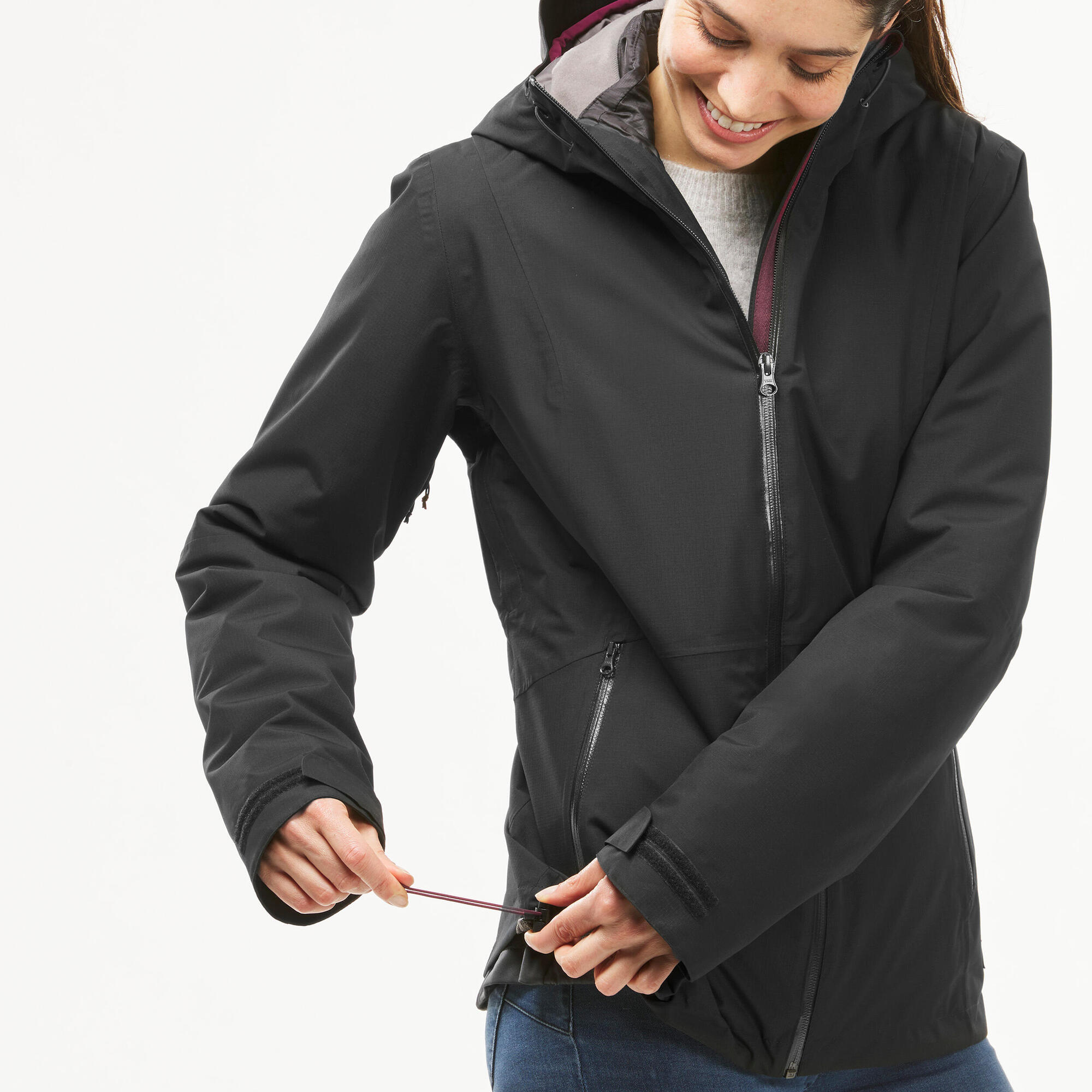 Forclaz Women's 3-in-1 Waterproof Travel Jacket - Lightweight Packable Backpacking Coat for Hiking & Outdoor Adventures (Warm to 17.6°F/-8°C) - Perfect for Camping, Trekking & Winter Travel