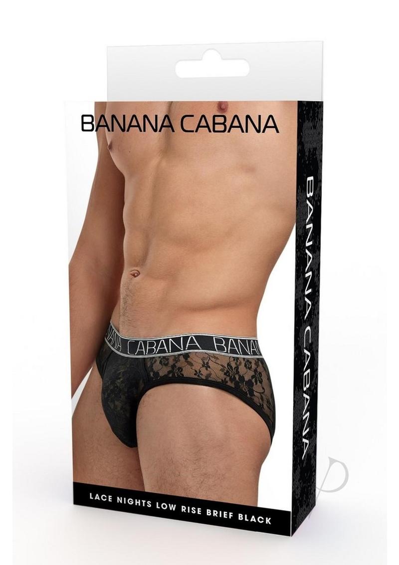Banana Cabana Lace Nights Low Rise Brief Panties - Small/Medium Size - Black Underwear for Women - Perfect for Sleepwear, Lingerie & Romantic Occasions