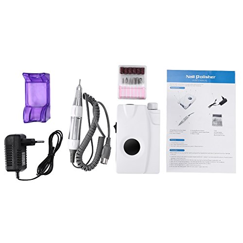 Professional Electric Nail Drill Kit - Rechargeable Cordless Nail Polisher Manicure Set with Powerful Motor for Home & Salon Use | Portable Manicure Tools for Acrylic Nails, Gel Polish Removal & Nail Art (White)