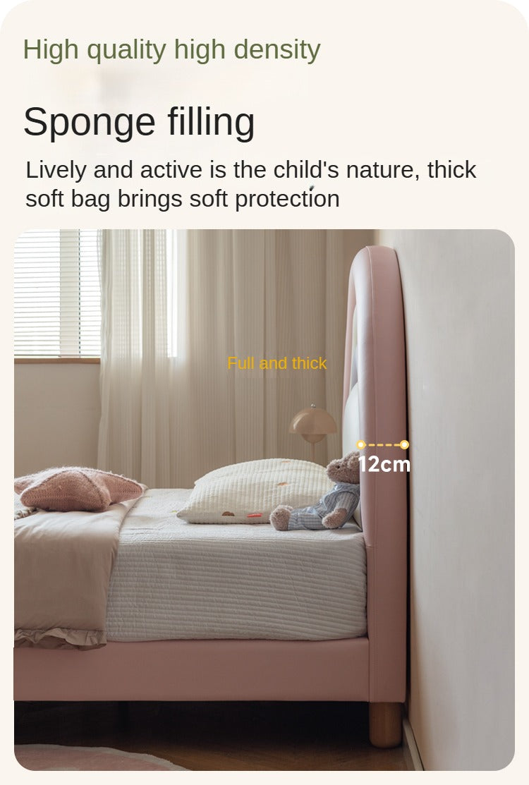Organic Leather Kids Soft Rainbow Bed – Durable & Comfortable Toddler Bed for Boys & Girls – Perfect for Nursery, Bedroom & Playroom Decor