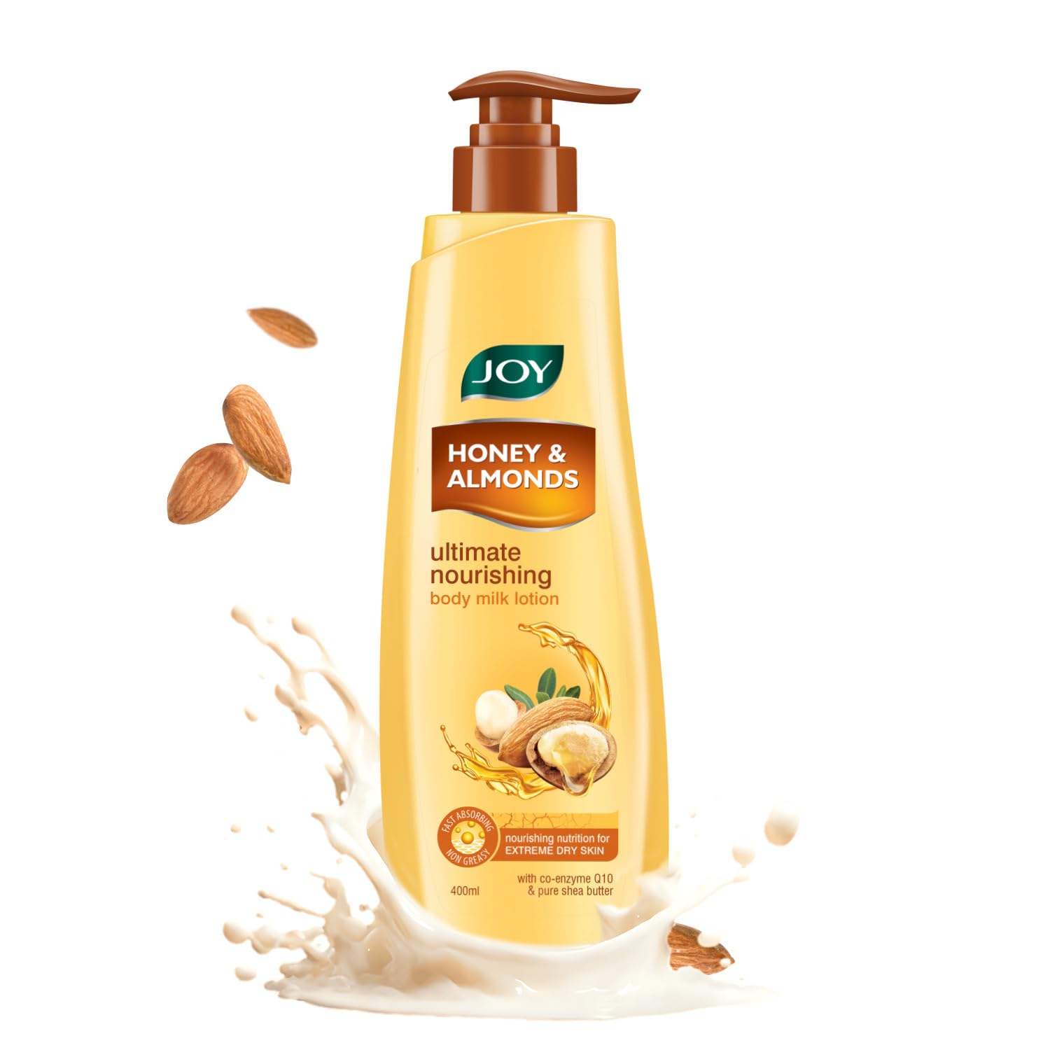 Joy Honey & Almonds Ultimate Nourishing Body Milk Lotion (13.5oz) - Shea Butter & Vitamin E Enriched - 24H Moisturizing for Dry Skin - Prevent Dryness & Deep Hydration - Perfect for Winter Care & Daily Body Moisturizing