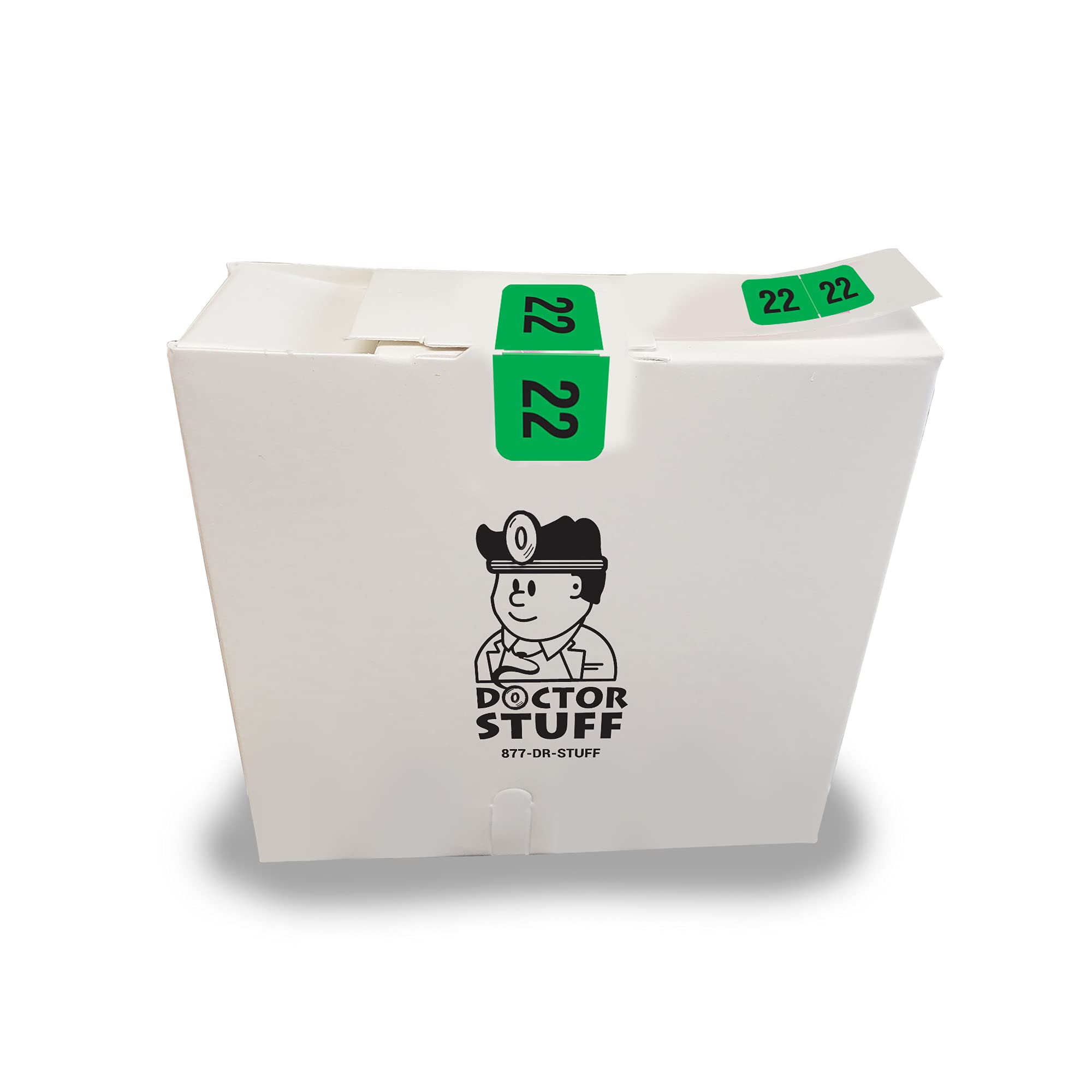 Doctor Stuff - 2022 Year Stickers, Traco Compatible File Folder Labels, Green/Black End Tab Markers, 500/Roll (3/4