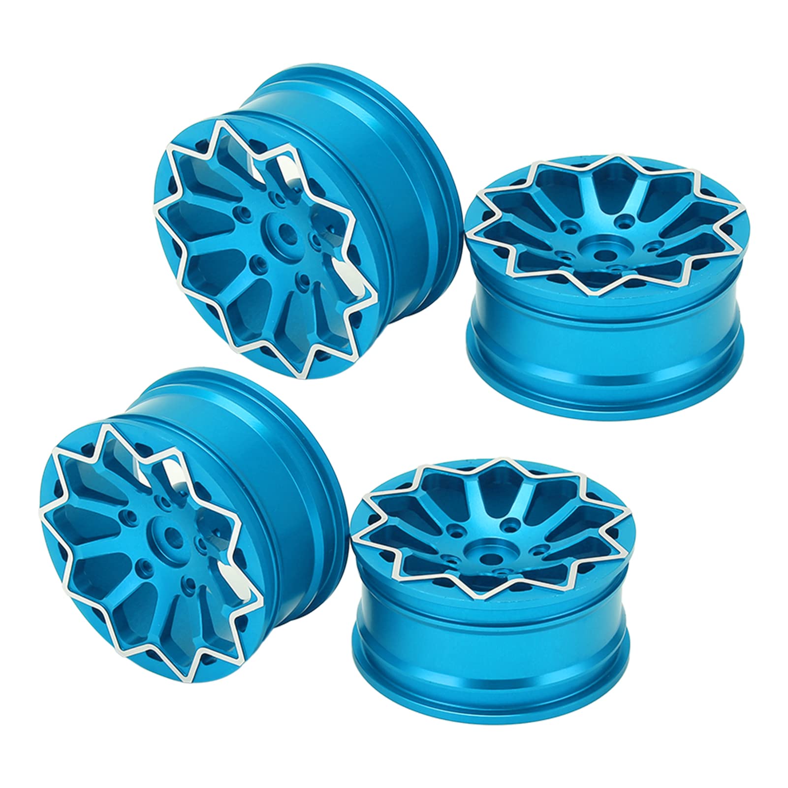 Qinlorgo 1:10 Scale RC Car Tires & Rims - 4PCS CNC Aluminum Alloy Wheels for Flat Sports RC Vehicles | Durable Off-Road Racing & Drifting Accessories