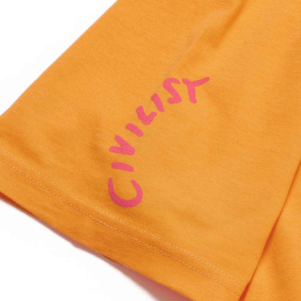 Civilist Sponsor Short Sleeve T-Shirt [Orange] - Trendy Streetwear for Casual Outfits & Summer Fashion