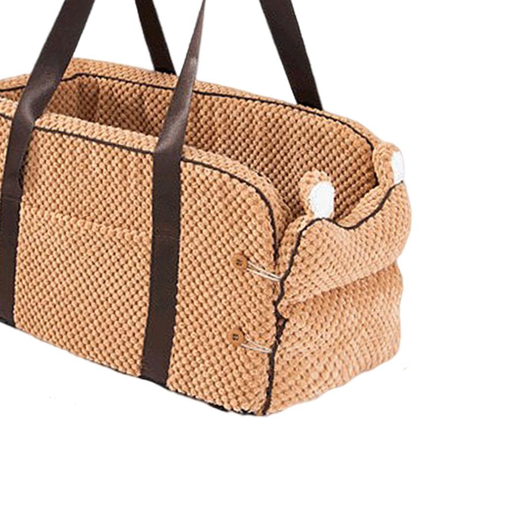 GAH Dog Car Carrier - Soft Non-Slip Pet Booster Seat & Travel Crate for Small to Medium Dogs - Perfect for Car, SUV, Armrest & Home Use - Brown