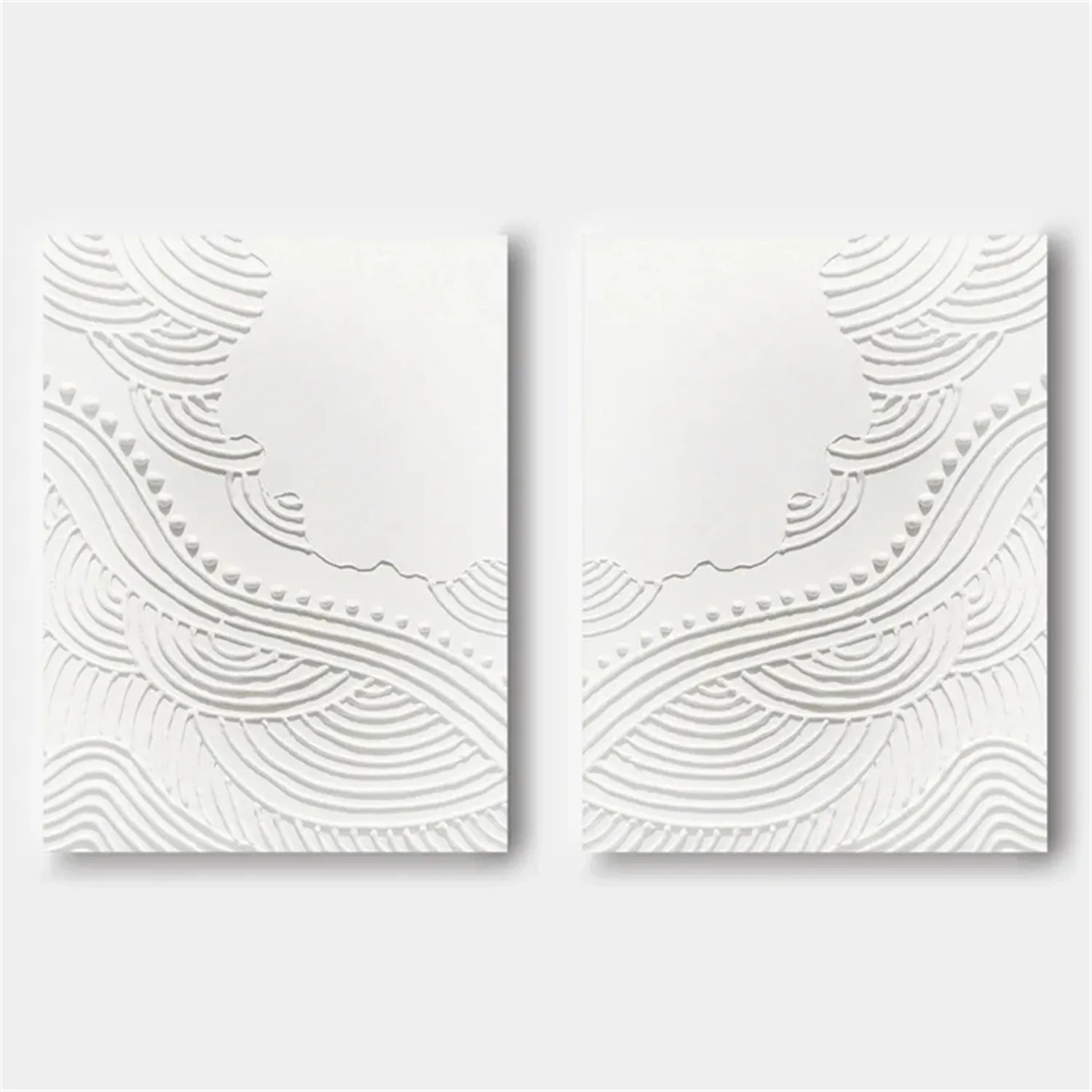 Modern White Minimalist Textured Canvas Wall Art Set of 2 - Abstract Painting for Living Room, Bedroom & Office Decor - #MM268