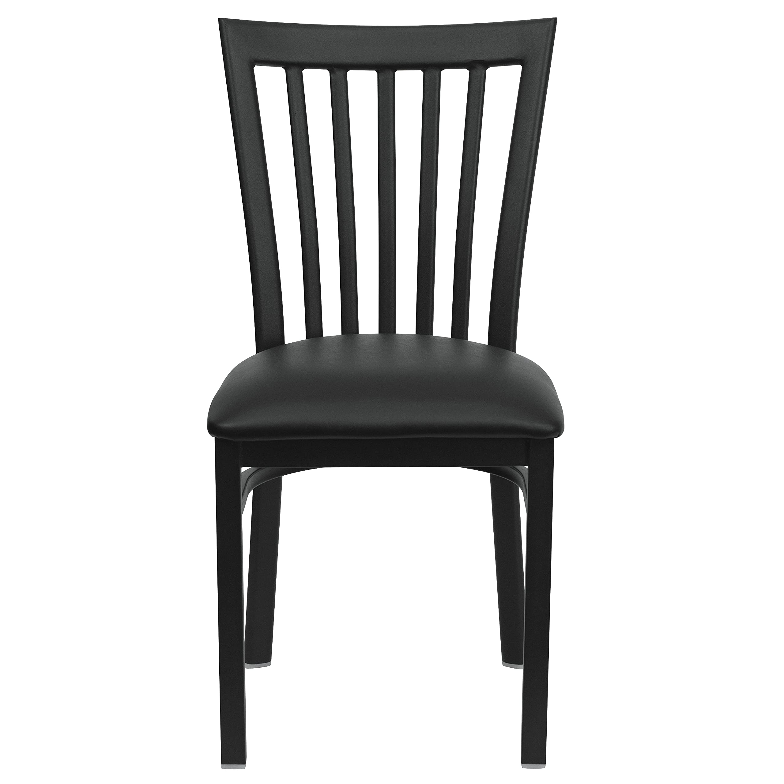 Black Metal Restaurant Chair with Vinyl Seat - Durable School House Style for Cafes, Diners & Home Dining - Perfect for Restaurants, Kitchens & Office Break Rooms
