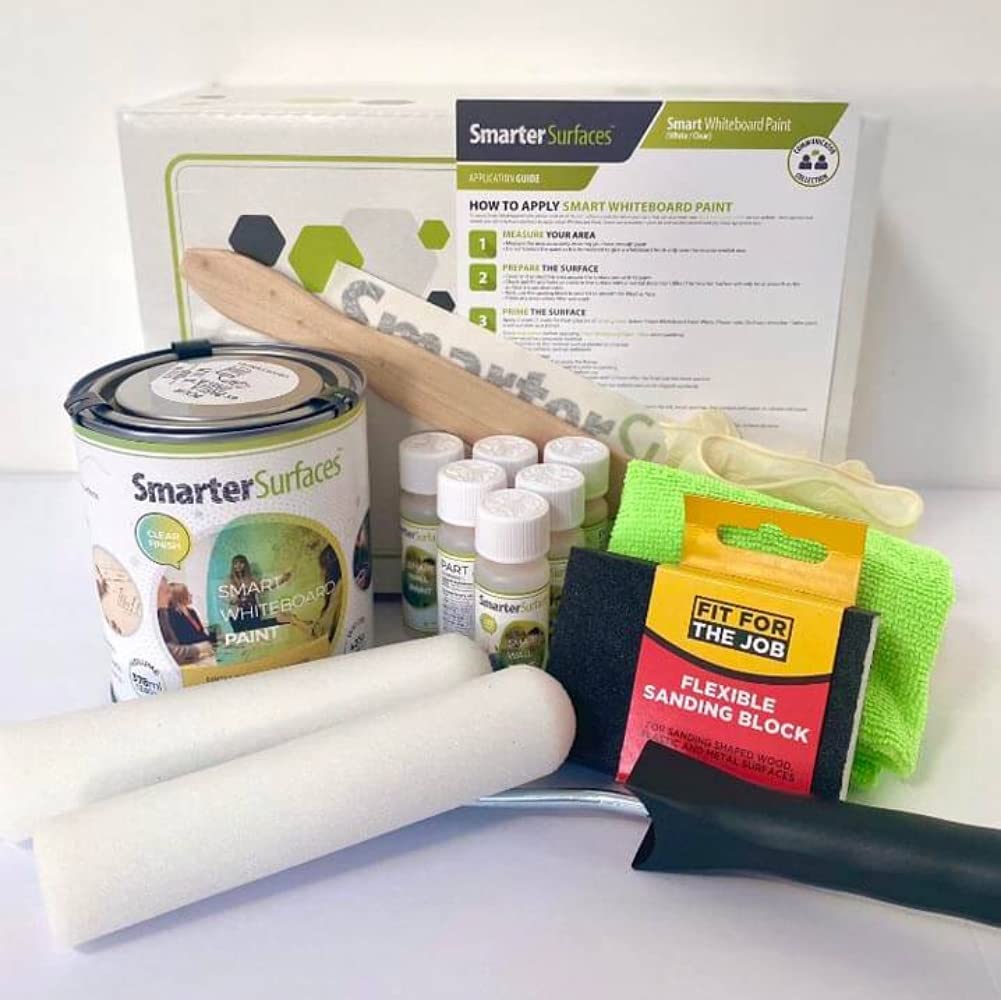 Clear Whiteboard Paint - SmarterSurfaces Transparent Dry Erase Paint (65ft²/12.5floz) | Convert Any Wall or Surface into Writable Area | Eco-Friendly, Non-Toxic | Perfect for Home Offices, Classrooms & Creative Spaces