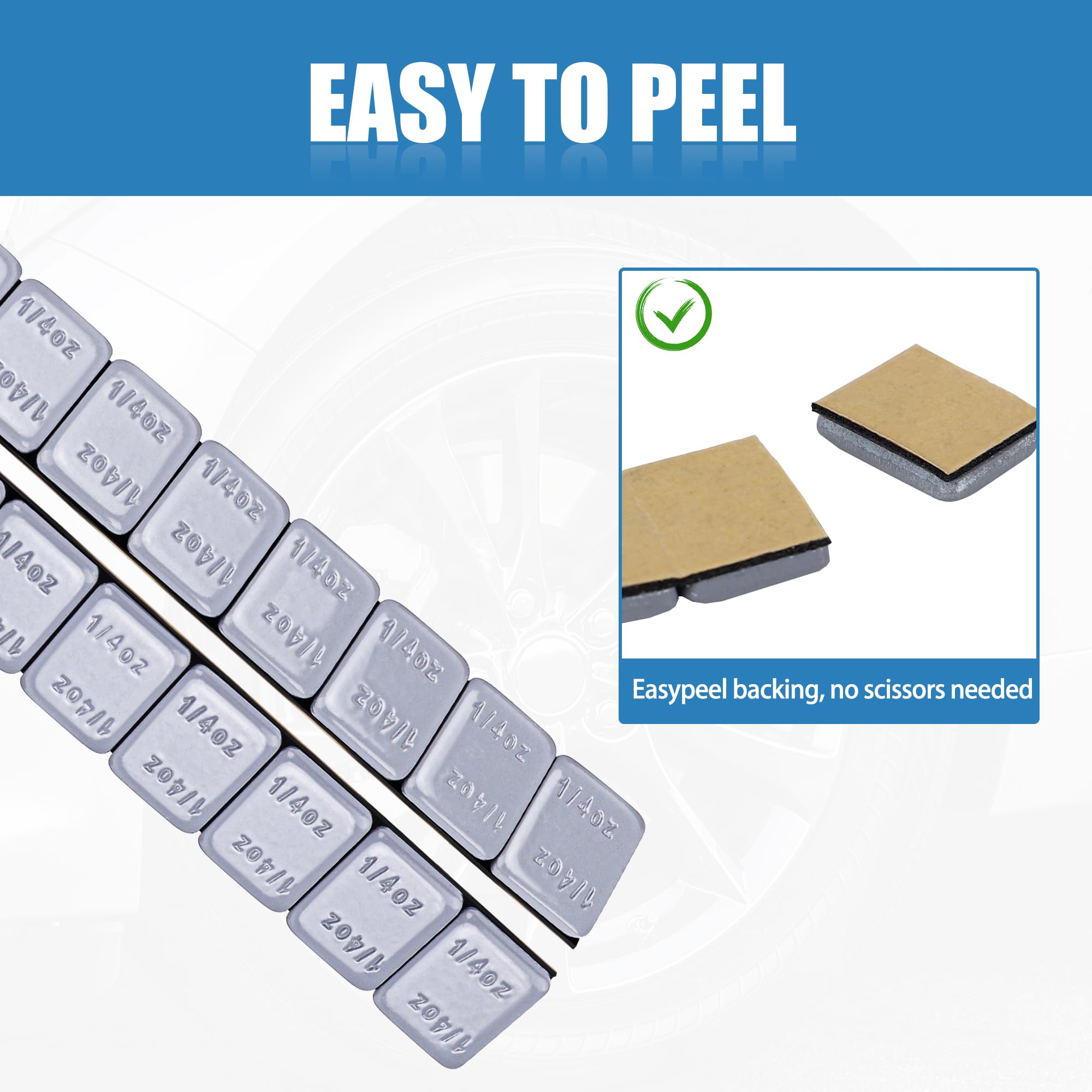 1/4 Oz Stick-On Wheel Weights (288pcs, 72oz per Box) - Gray Adhesive Backed Tire Balancing Weights for Cars, Trucks, SUVs & Motorcycles - Perfect for DIY Tire Balancing and Smooth Rides
