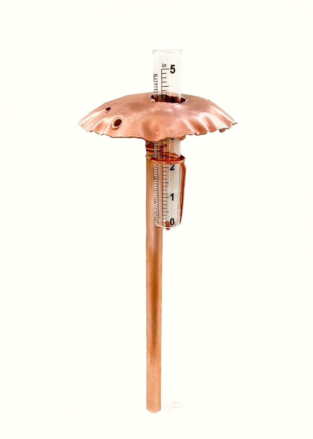 Accurate Copper Rain Gauge - Outdoor Weather Station Tool for Garden, Lawn & Farm Use - Measures Rainfall in Inches & Millimeters