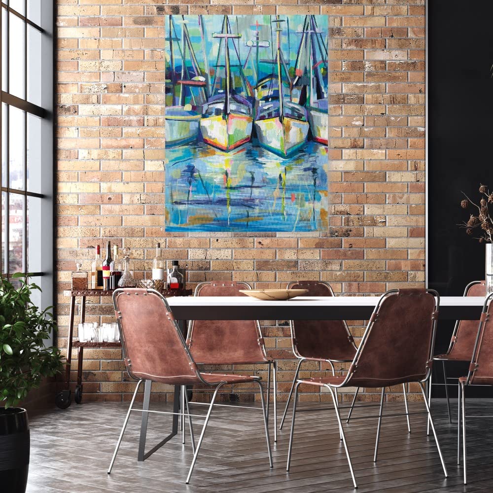Morning Dock Fine Art Canvas Wall Decor by Jeanette Vertentes - 24x32 Inch Ready to Hang Painting for Living Room, Bedroom, Office & More - Coastal Landscape Artwork for Home & Commercial Spaces