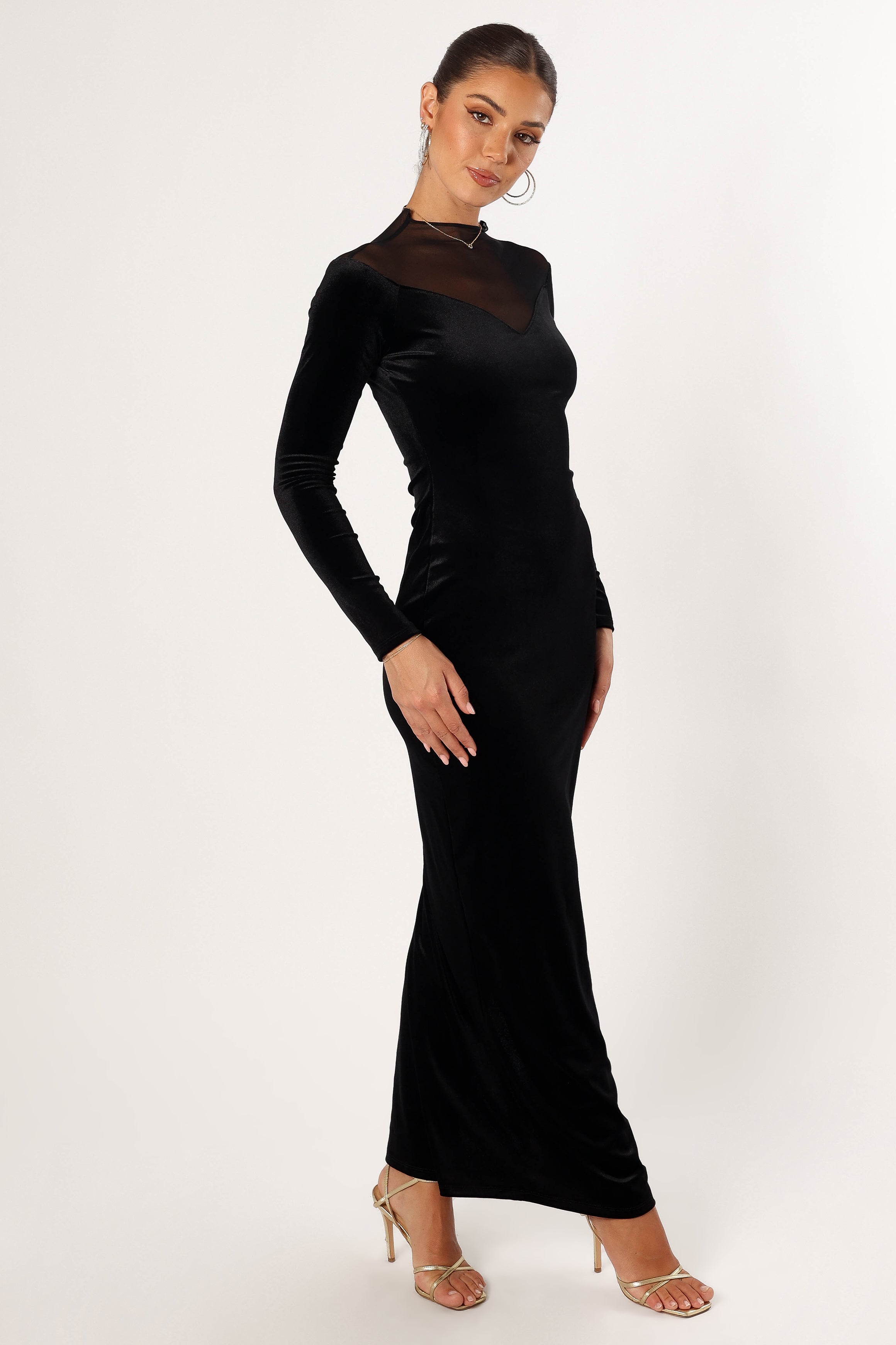 Jessica Long Sleeve Maxi Dress - Elegant Black Flowy Evening Gown for Women | Perfect for Weddings, Parties & Formal Events