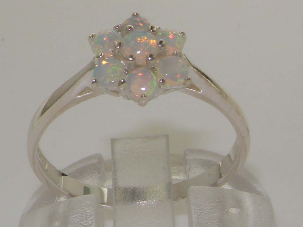 925 Sterling Silver Genuine Opal Cluster Ring for Women - Elegant Anniversary Gift, Birthday Present & Special Occasion Jewelry