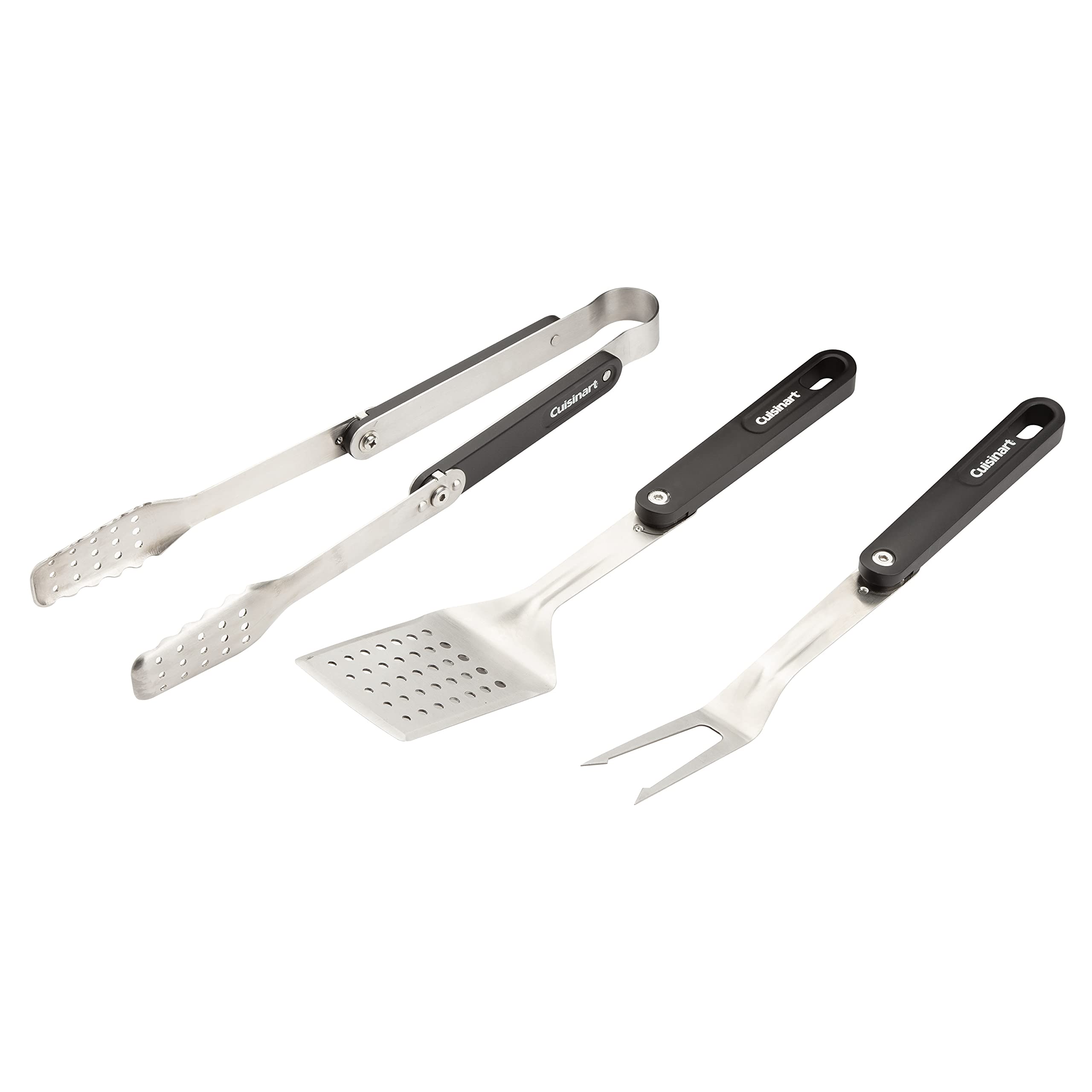 Cuisinart CGS-1000 4-Piece Folding Grill Tool Set - Stainless Steel BBQ Utensils with Case - Perfect for Outdoor Cooking, Camping & Backyard Parties