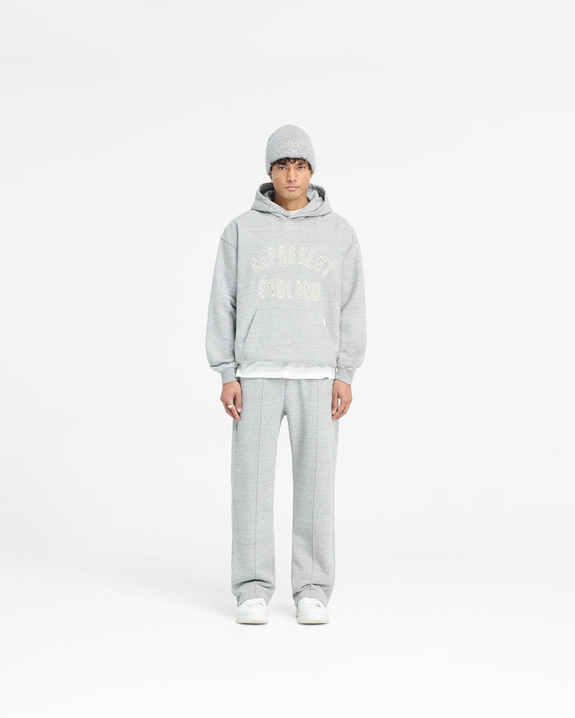 England Applique Hoodie - Grey Marl Pullover Sweatshirt for Men & Women | Cozy Casual Wear for Street Style & Outdoor Activities