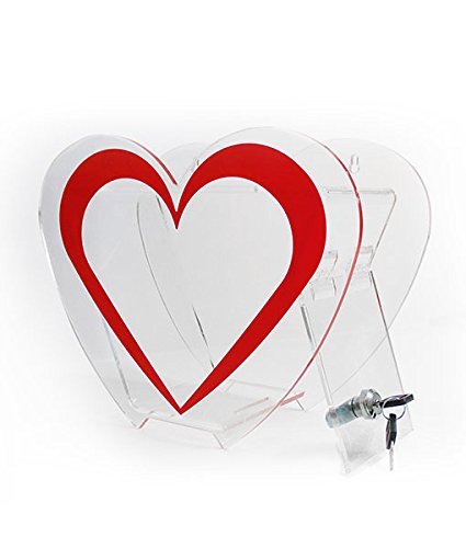 SourceOne Deluxe Small Heart Shaped Acrylic Donation Box - Clear Tip Jar, Comment Box for Restaurants, Retail Stores & Events - Perfect for Tips, Donations & Customer Feedback Collection
