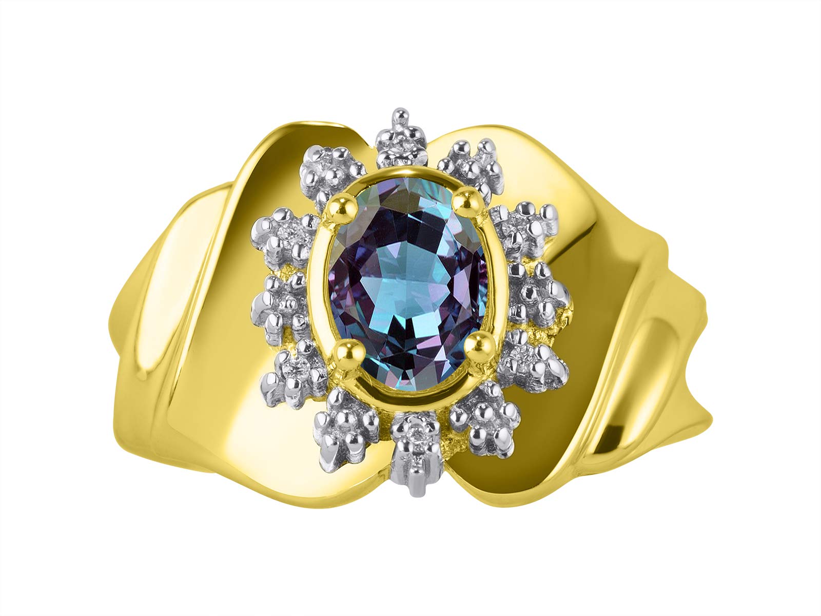 RYLOS 14K Gold Plated Sterling Silver Ring for Women with Oval 7x5mm Gemstone & Genuine Diamonds - Elegant Birthstone Jewelry Gift for Mother, Wife, Girlfriend (Size 5-10) | Perfect for Anniversary, Birthday, Valentine's Day & Everyday Wear