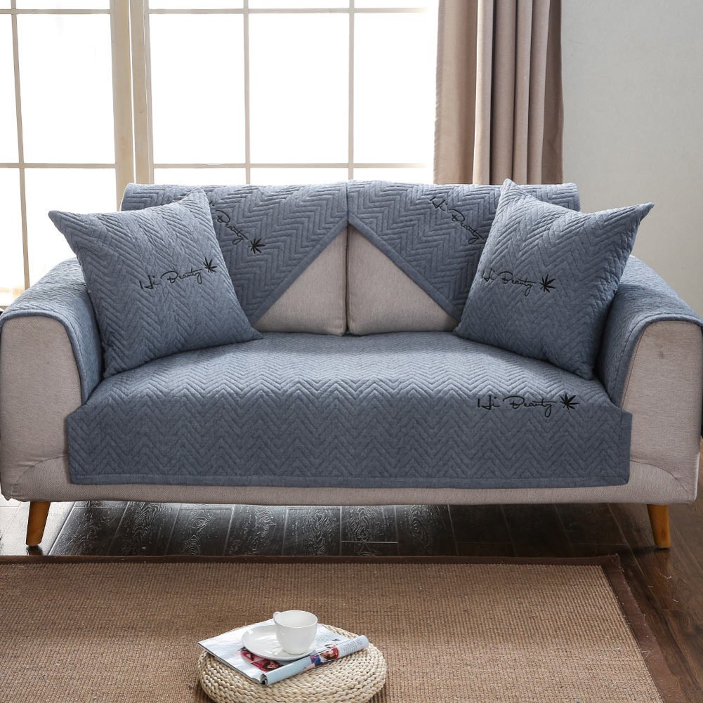 DIGOWPGJRHA 3-Piece Sofa Slipcover Set - Pet-Friendly Sectional Couch Cover, Stretchable Furniture Protector for Living Room, Blue Striped (90x90cm/35x35in) - Perfect for Homes with Pets & Family Gatherings