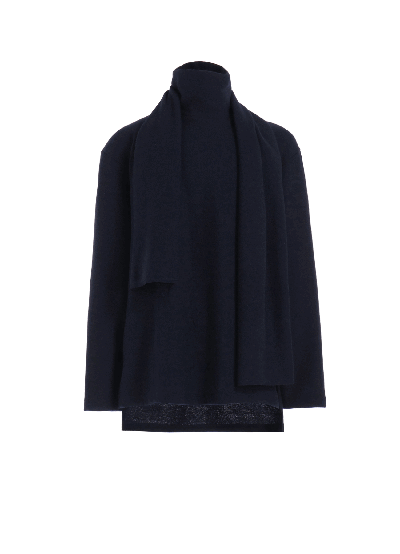 Breathable Jersey High Neck Long Sleeve T-Shirt with Scarf - Comfortable Casual Wear for Women, Perfect for Office, Travel & Everyday Outfits