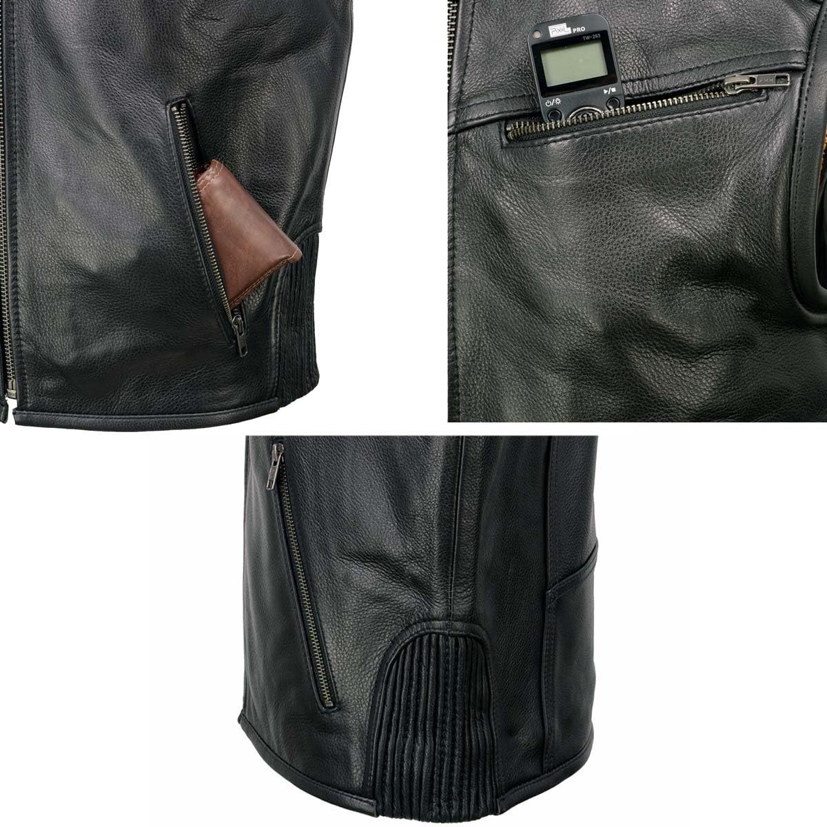 Milwaukee Leather Men's Classic Collarless Motorcycle Biker Vest - Genuine Leather Rider Jacket for Harley Davidson, X-Large - Perfect for Cruising, Bike Rallies & Outdoor Adventures