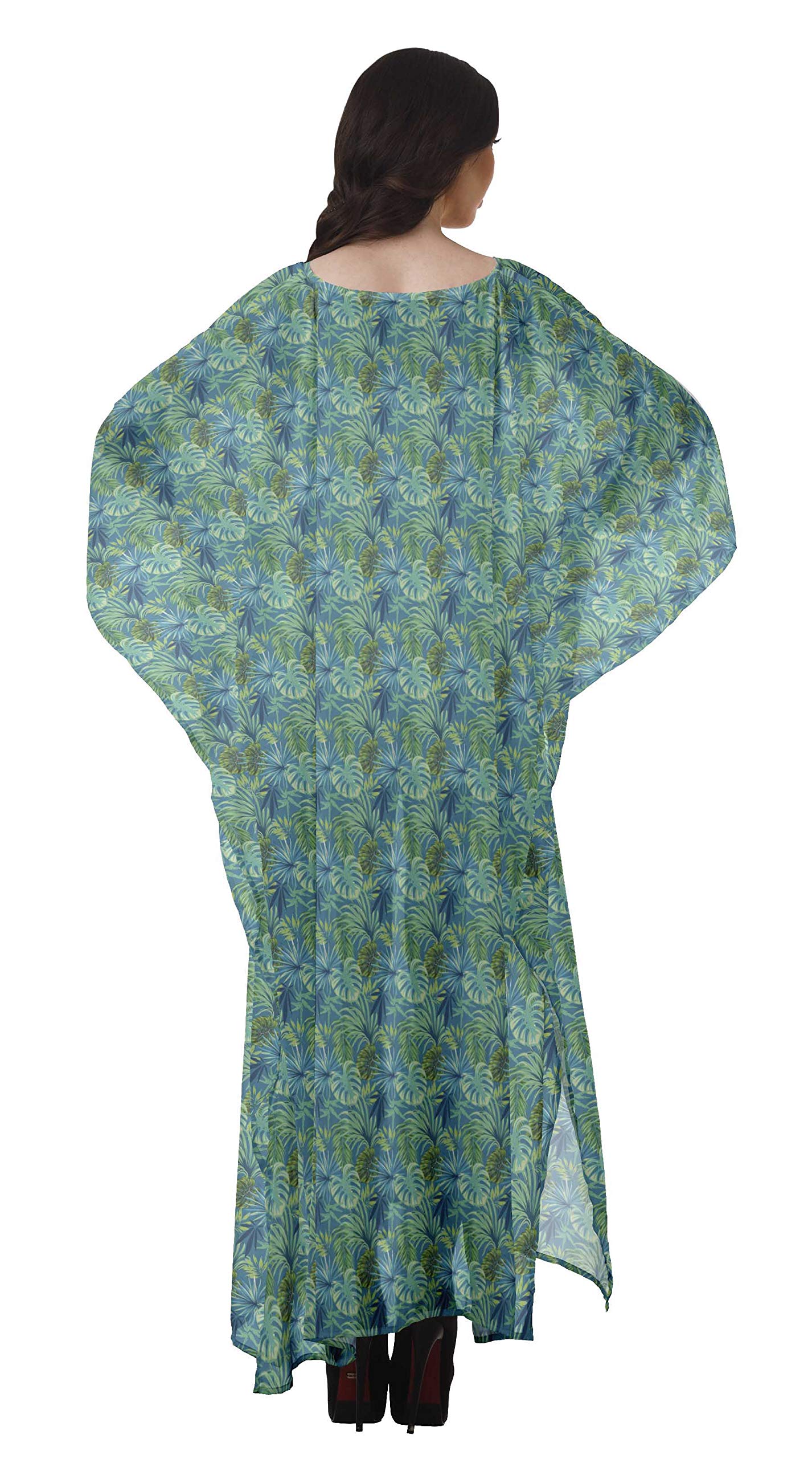 Moomaya Women's Sheer Turkish Kaftan Beach Cover Up Dress - Lightweight Swimsuit Cover Up for Pool, Beach & Vacation Wear