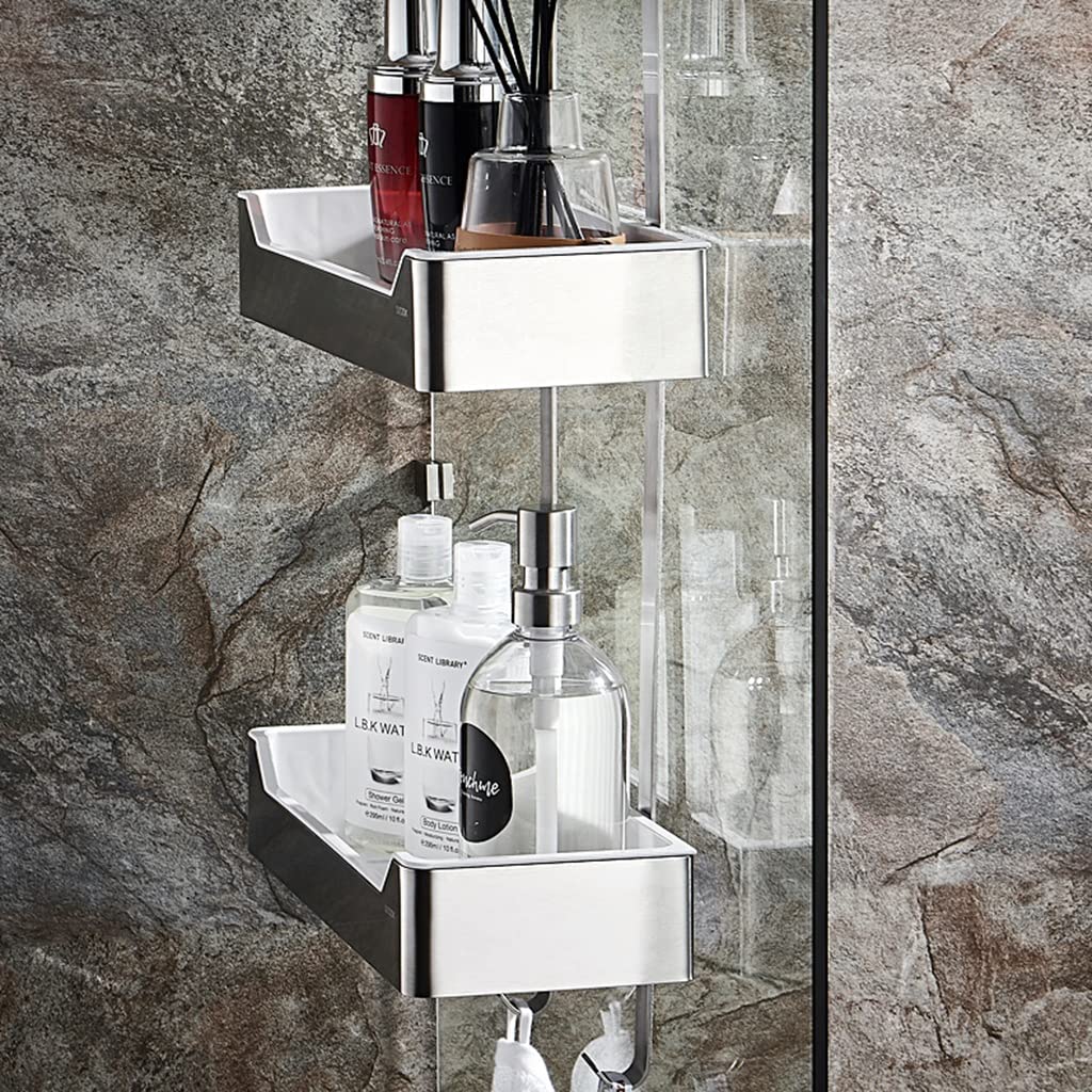 Rustproof Aluminum Over The Door Shower Caddy - 32 x 73.5cm Bathroom Storage Organizer with Suction Cups, Hooks & Basket (Silver) - Perfect for Small Bathrooms, Dorm Rooms & Apartment Showers