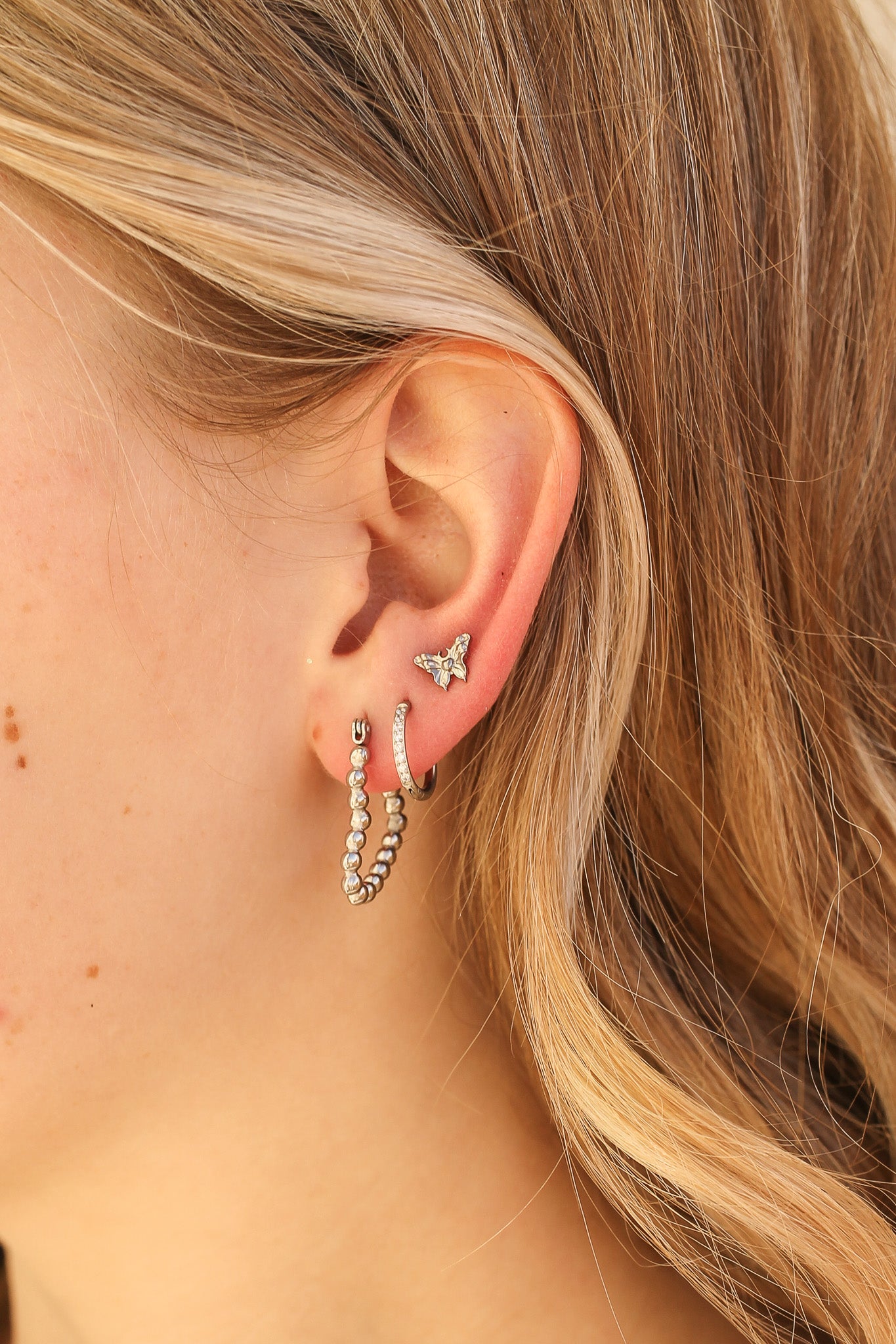 Monarch Flat Back Stud Earrings for Women - Hypoallergenic Stainless Steel CZ Studs - Perfect for Daily Wear, Parties & Gifting