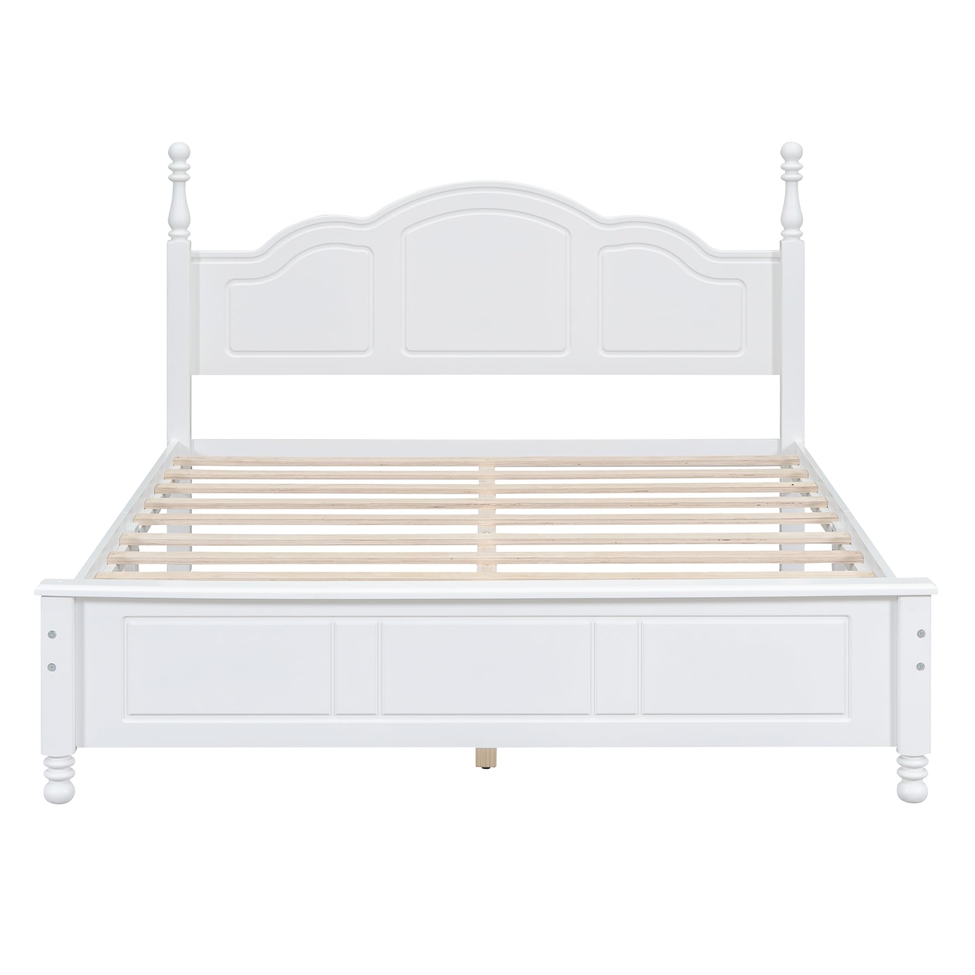 Harper & Bright Designs 3-Piece Queen Bedroom Set - Wooden Platform Bed with 2 Nightstands, Retro Style Bedroom Furniture - Easy Assembly (White) - Perfect for Master Bedrooms, Guest Rooms & Small Spaces