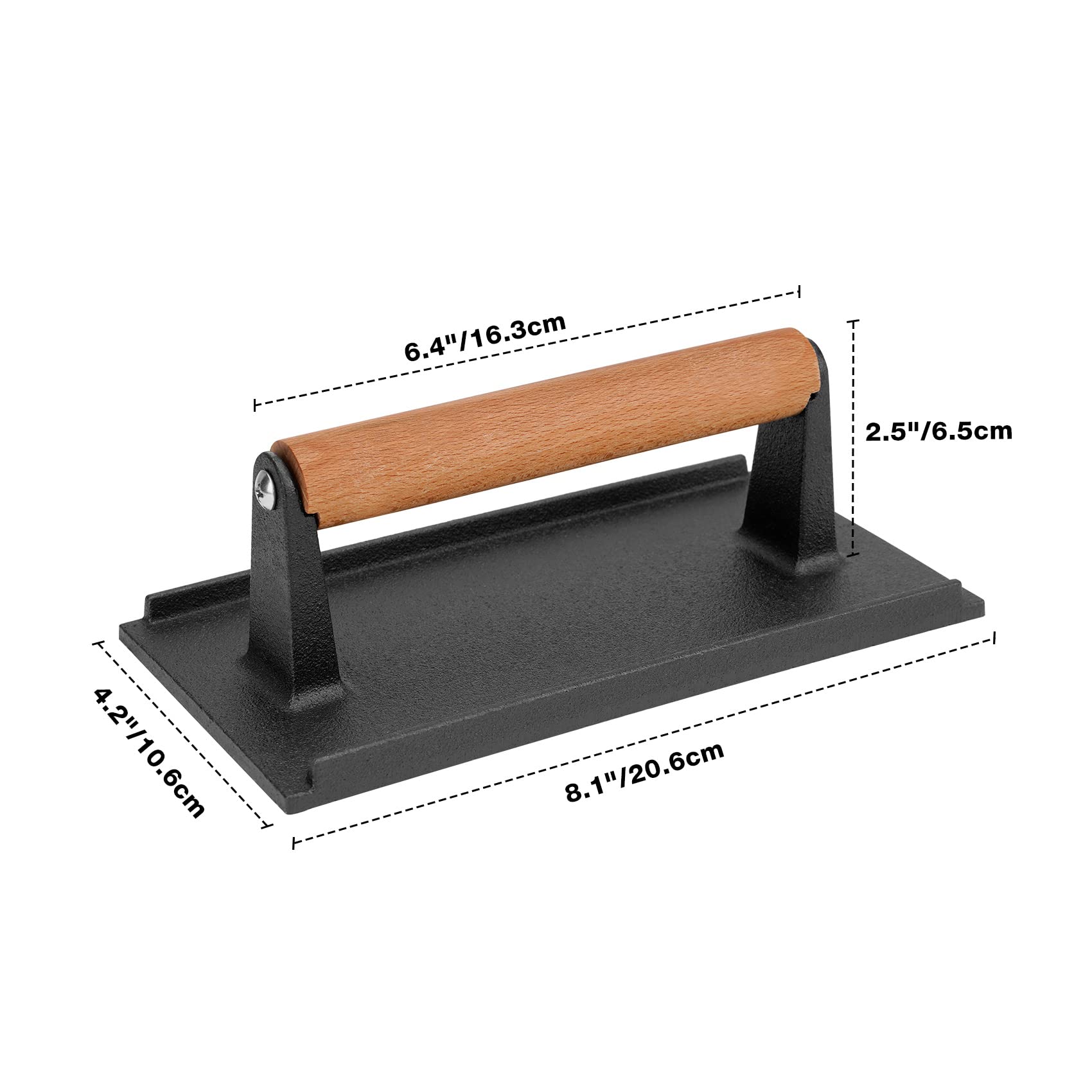 Onlyfire Cast Iron Grill Press for Burgers, Steaks, Bacon, Sandwiches & Quesadillas - Heavy Duty Meat Weight for Perfect Grilling & Panini Making - Ideal for BBQ, Camping & Outdoor Cooking