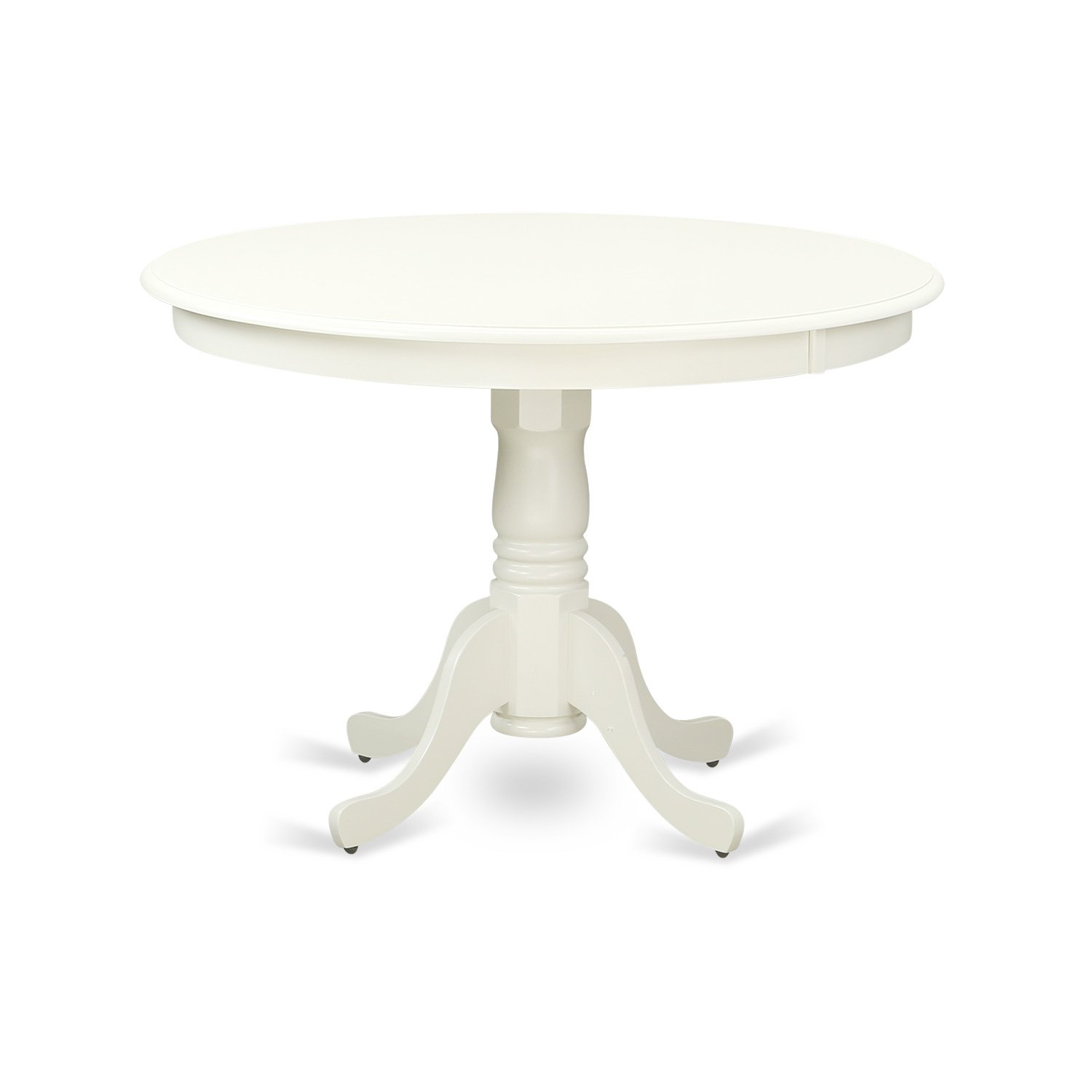 East West Furniture HLKE3-LWH-W 3-Piece Round Kitchen Dining Set with Pedestal Table & 2 Chairs, 42x42 Inch, Linen White - Perfect for Small Spaces, Breakfast Nooks & Cozy Apartment Dining