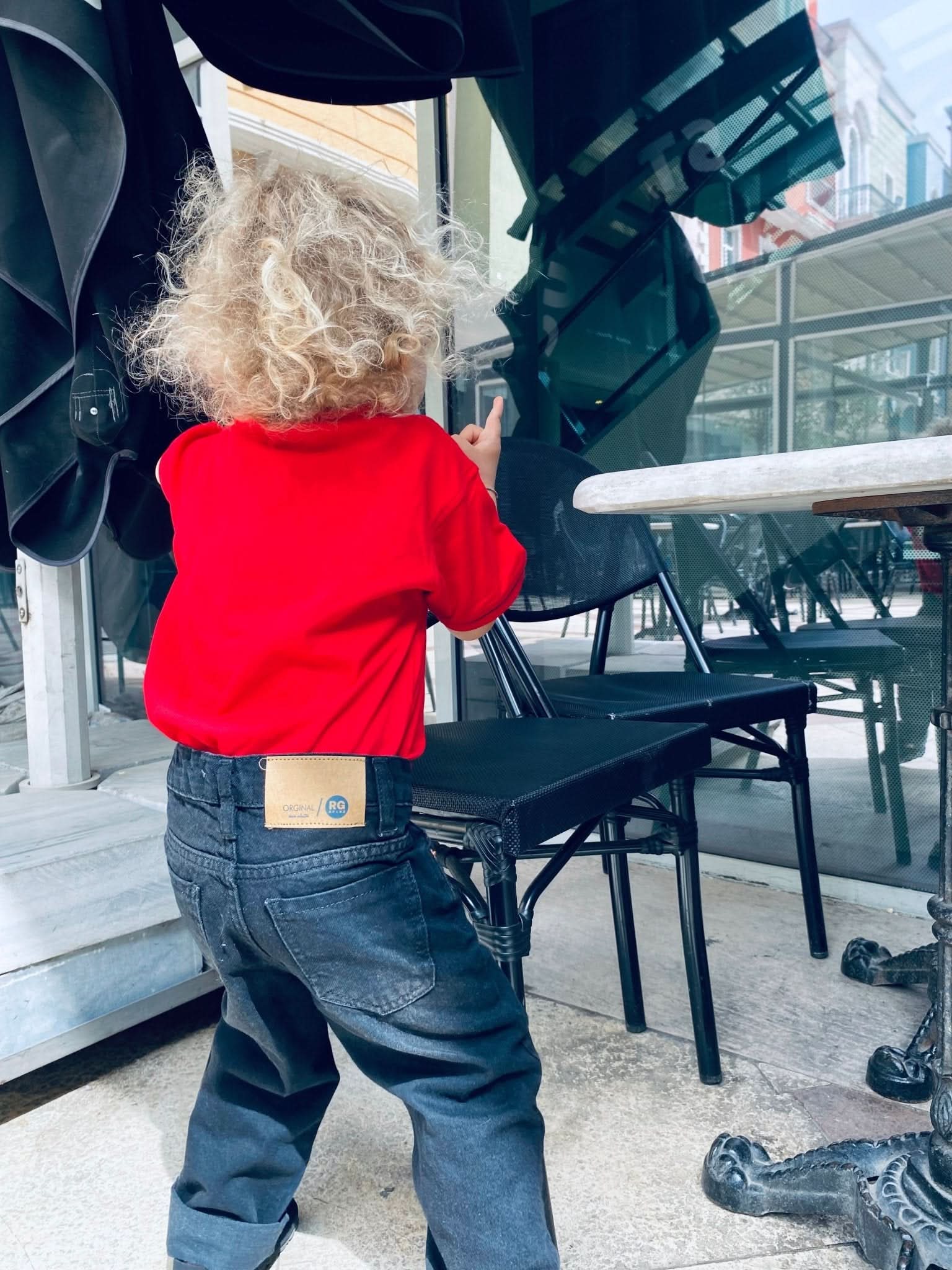 Kids Unisex Mom Jeans - High Waist Stretch Denim Pants for Boys & Girls - Trendy Vintage Style for School, Play & Everyday Wear