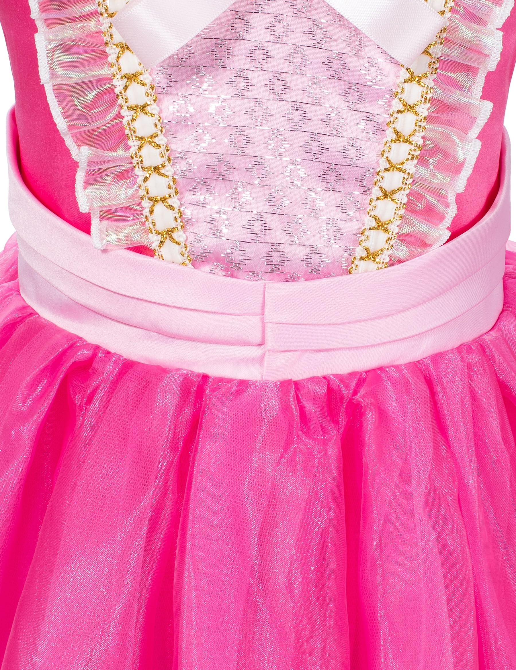 Pink Princess Costume Dress for Girls - Sleeping Beauty Dress with Tiara & Gloves | Fairy Tale Party, Halloween, Birthday Dress Up & Role Play