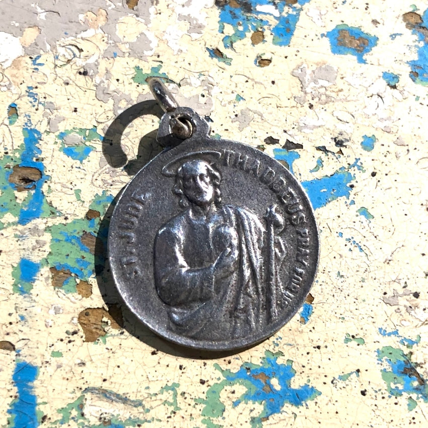 Vintage Sterling Silver St. Jude Devotional Pendant Charm - Religious Jewelry for Prayer & Protection - Perfect for Gifts, Daily Wear & Spiritual Occasions