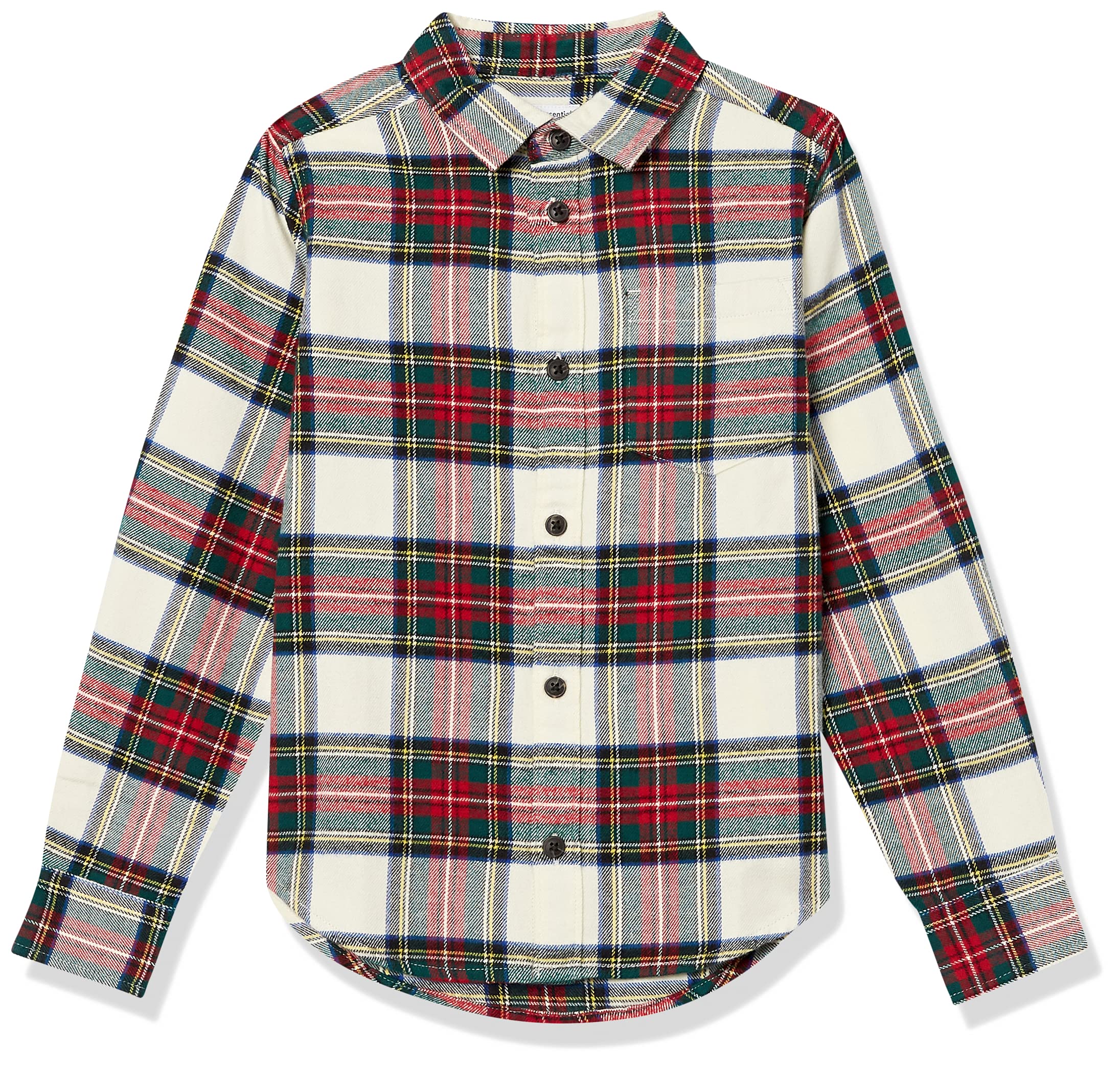 Amazon Essentials Boys & Toddlers' Flannel Button-Down Shirt | Soft Cotton Plaid Shirts for Kids | School, Playdates & Family Photos