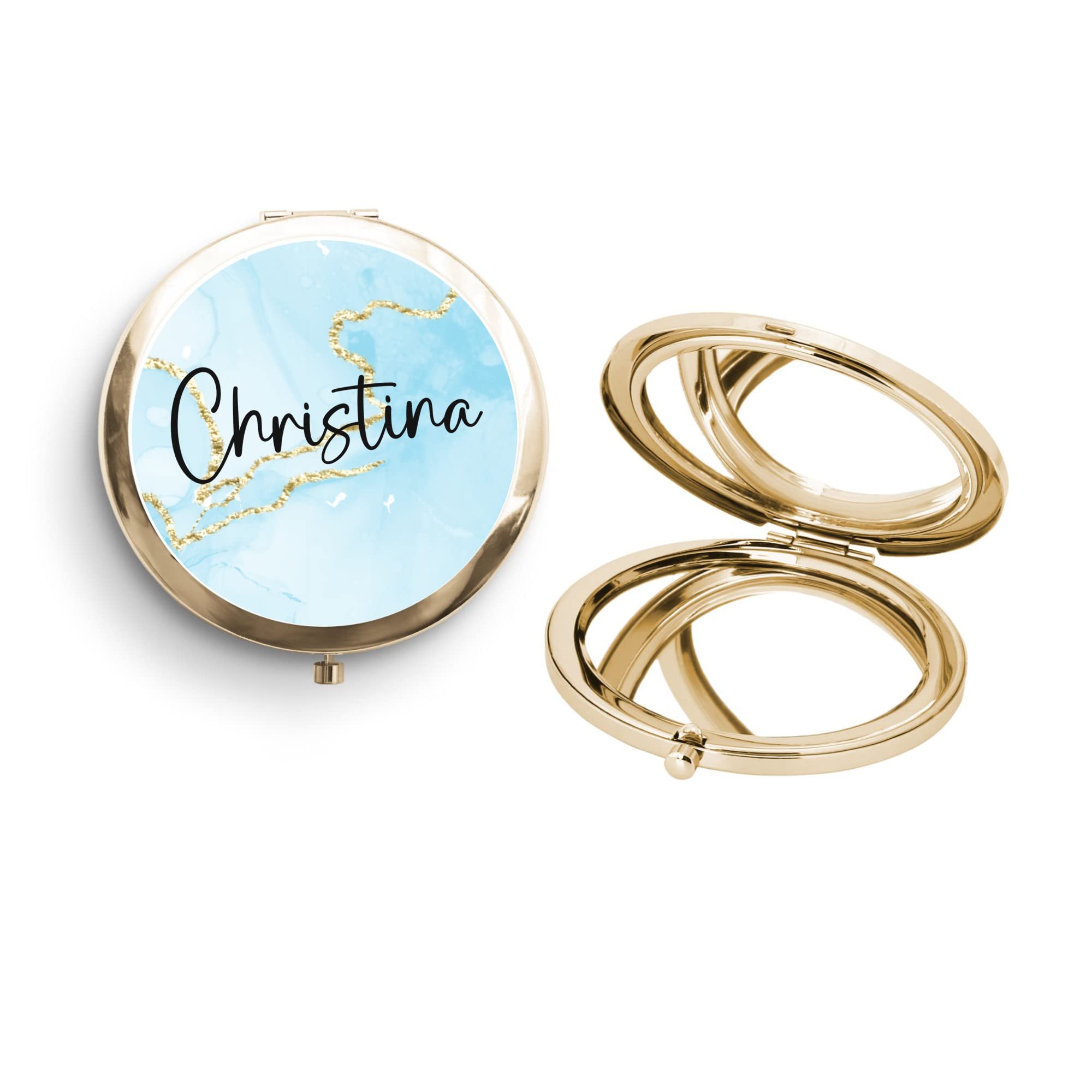 Personalized Compact Mirror for Women & Teen Girls - Rose Gold Pocket Mirror with Hot Pink Case, Perfect for Makeup Touch-Ups, Travel, and Stocking Stuffers