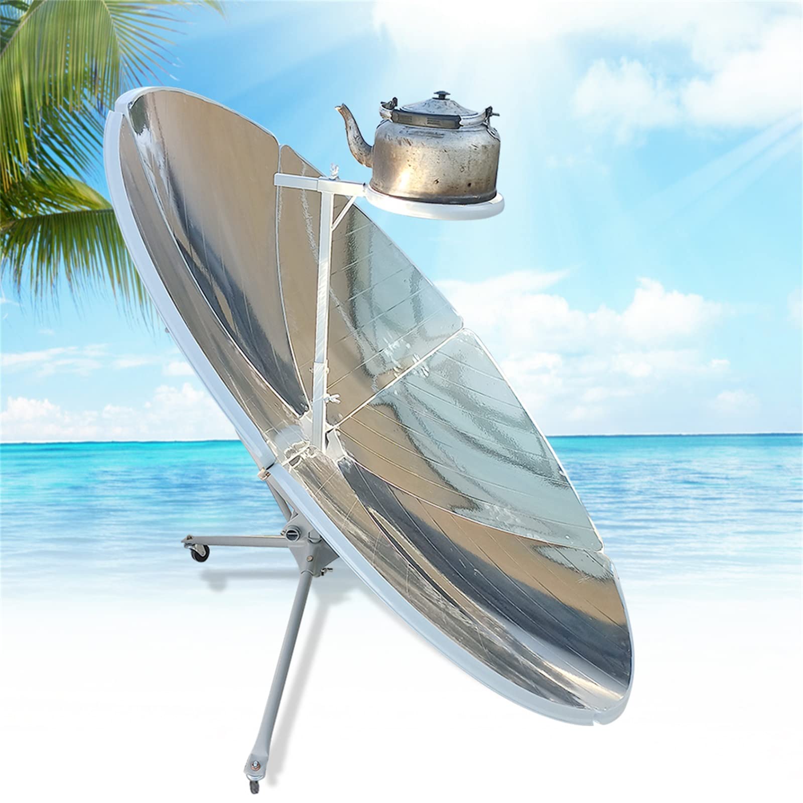 59-Inch Parabolic Solar Cooker - Portable Outdoor Camping Sun Oven with 800-1000°C High Temperature for BBQ, Cooking & Survival - Perfect for Backpacking, Emergency Preparedness & Off-Grid Living