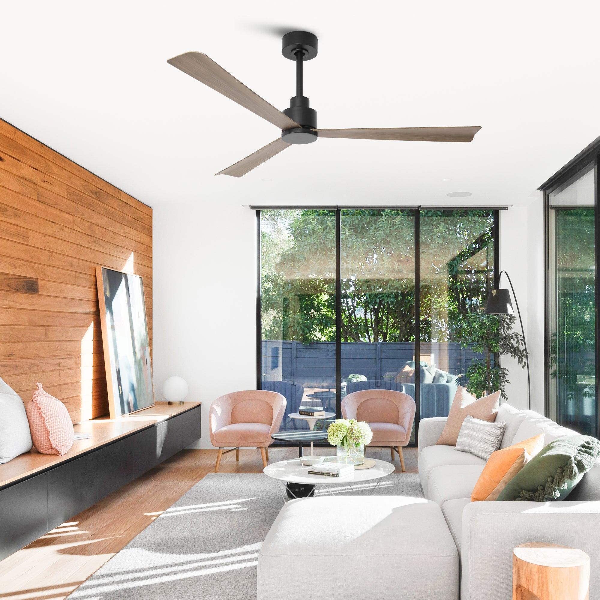 52 Inch Esther 3-Blade Modern Ceiling Fan with Remote Control - Downrod Mount, Quiet Operation, Energy Efficient - Perfect for Living Room, Bedroom, and Office Spaces