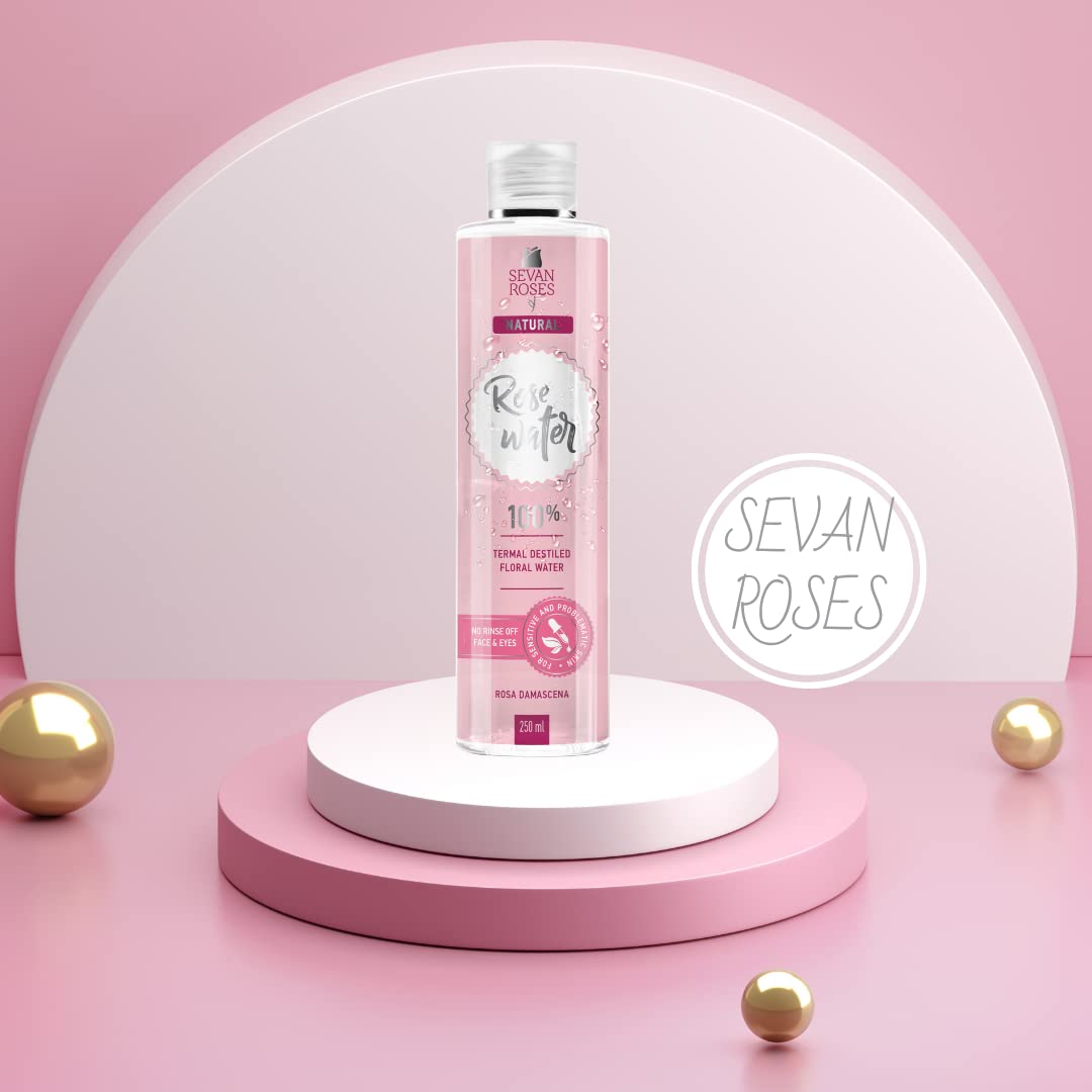 Organic Rose Water by Sevan Roses | 100% Pure & Natural Facial Toner & Hydrating Mist for Skin & Hair Care | Perfect for DIY Beauty, Aromatherapy & Relaxation