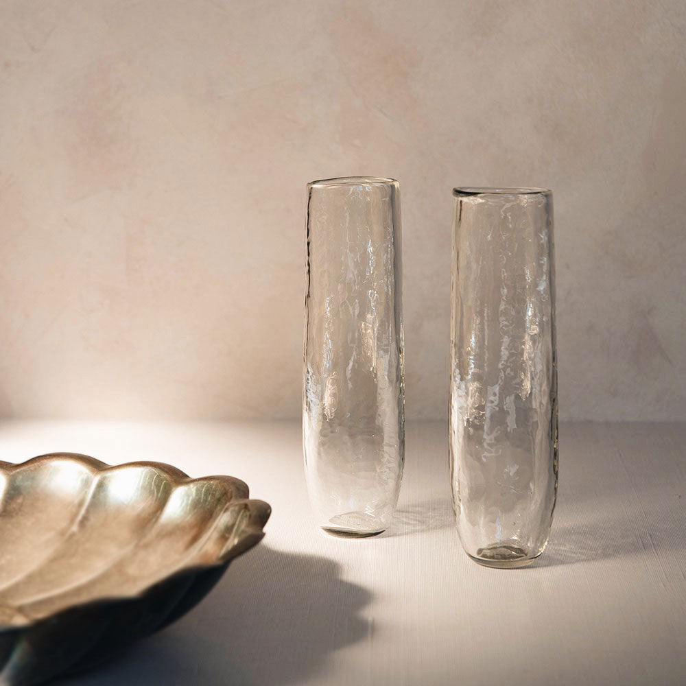 Elegant Dimpled Glass Flute Set - 6-Piece Champagne Flutes for Weddings, Parties & Special Occasions - Perfect for Toasting & Celebrations