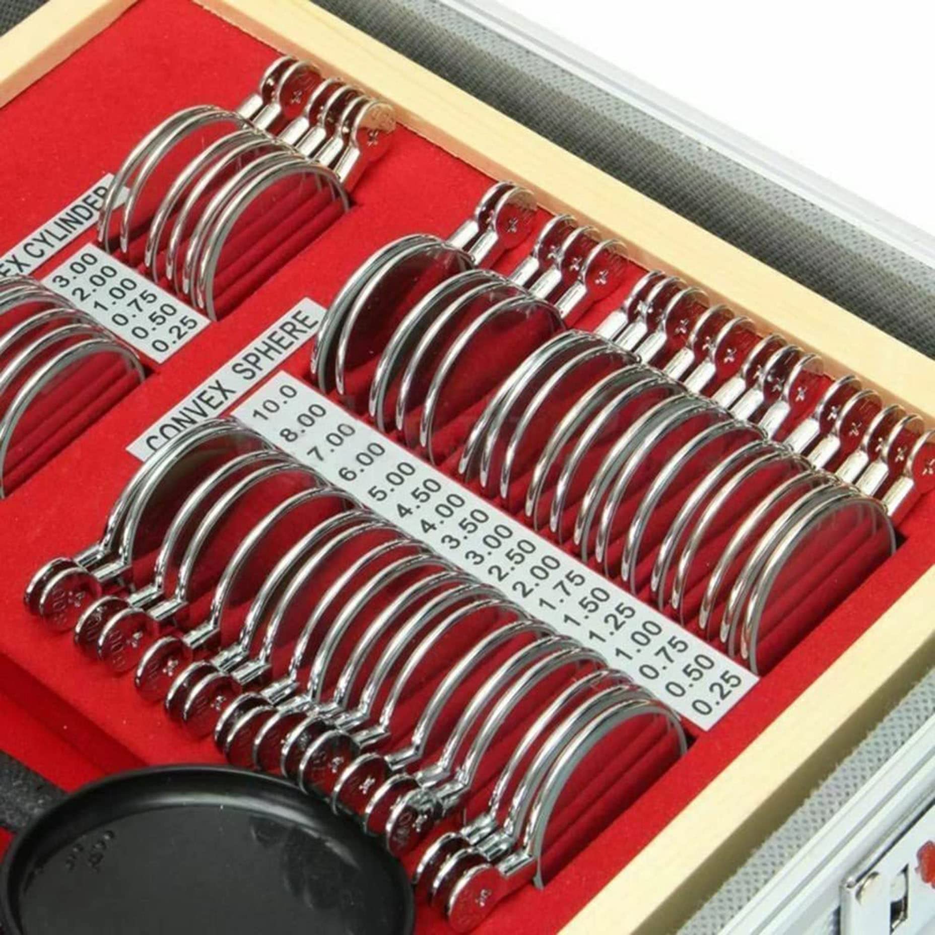 XDLYWUZIQ 104-Piece Optical Trial Lens Set with Measuring Glasses & Aluminum Frame - Professional Optometry Kit for Eye Exams, Vision Testing, and Refraction Procedures - Perfect for Optometrists, Ophthalmologists, and Eye Clinics