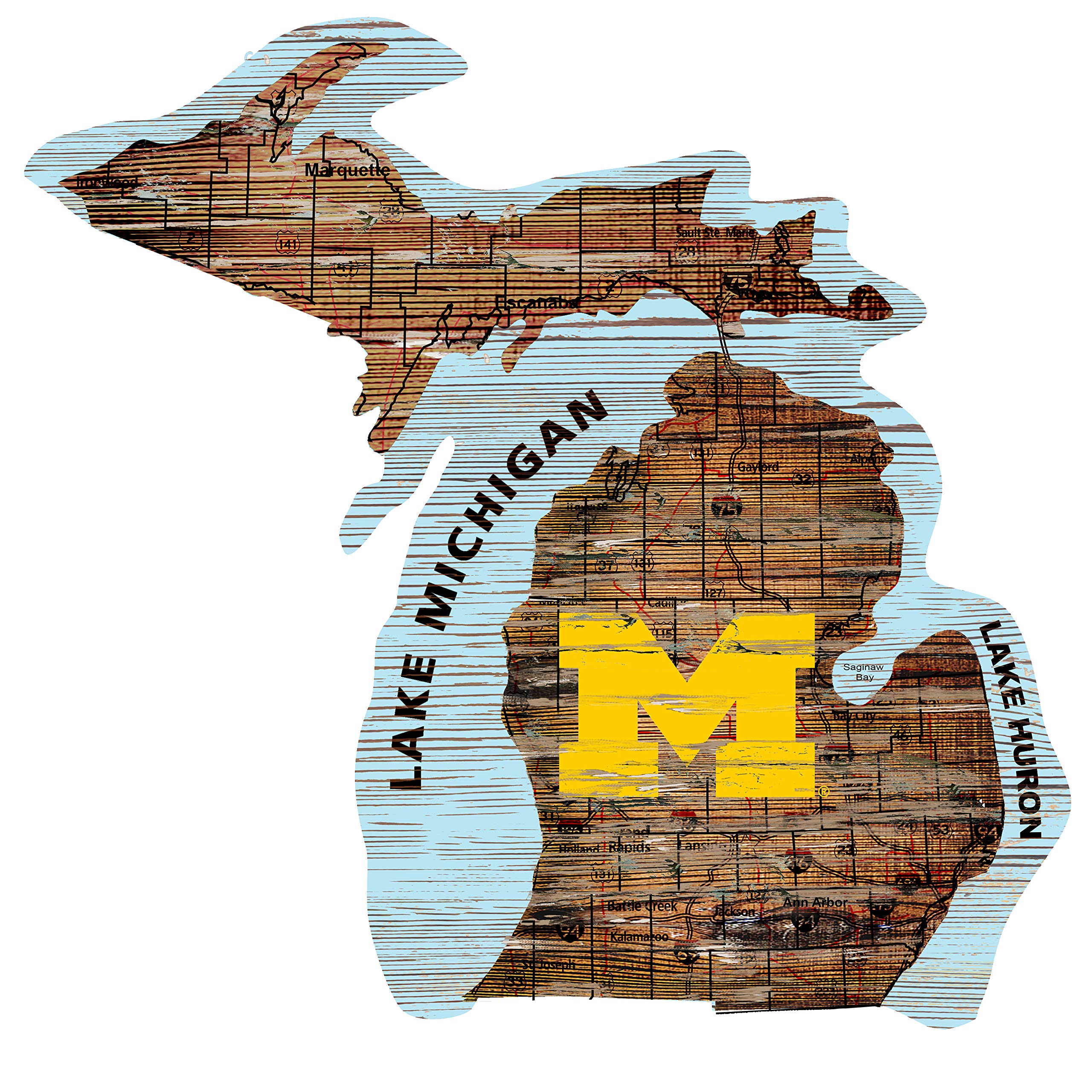 Fan Creations Michigan Wolverines 12-Inch Mini Roadmap State Sign - Perfect for College Dorm Decor, Game Room, and Wolverines Fan Gifts