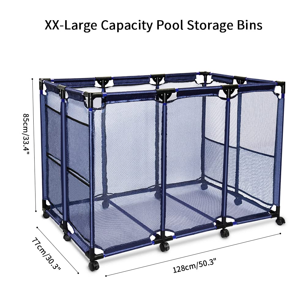 Large Rolling Pool Storage Cart Organizer with 3 Nylon Mesh Baskets - 50