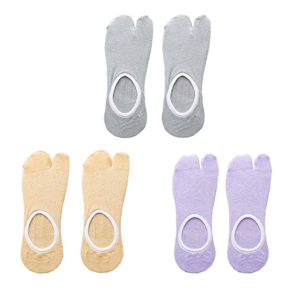 Holibanna 3 Pairs Cotton Breathable Non-Slip Toe Socks - Lightweight Summer Tabi Socks for Women & Men - Perfect for Yoga, Running, and Indoor Activities