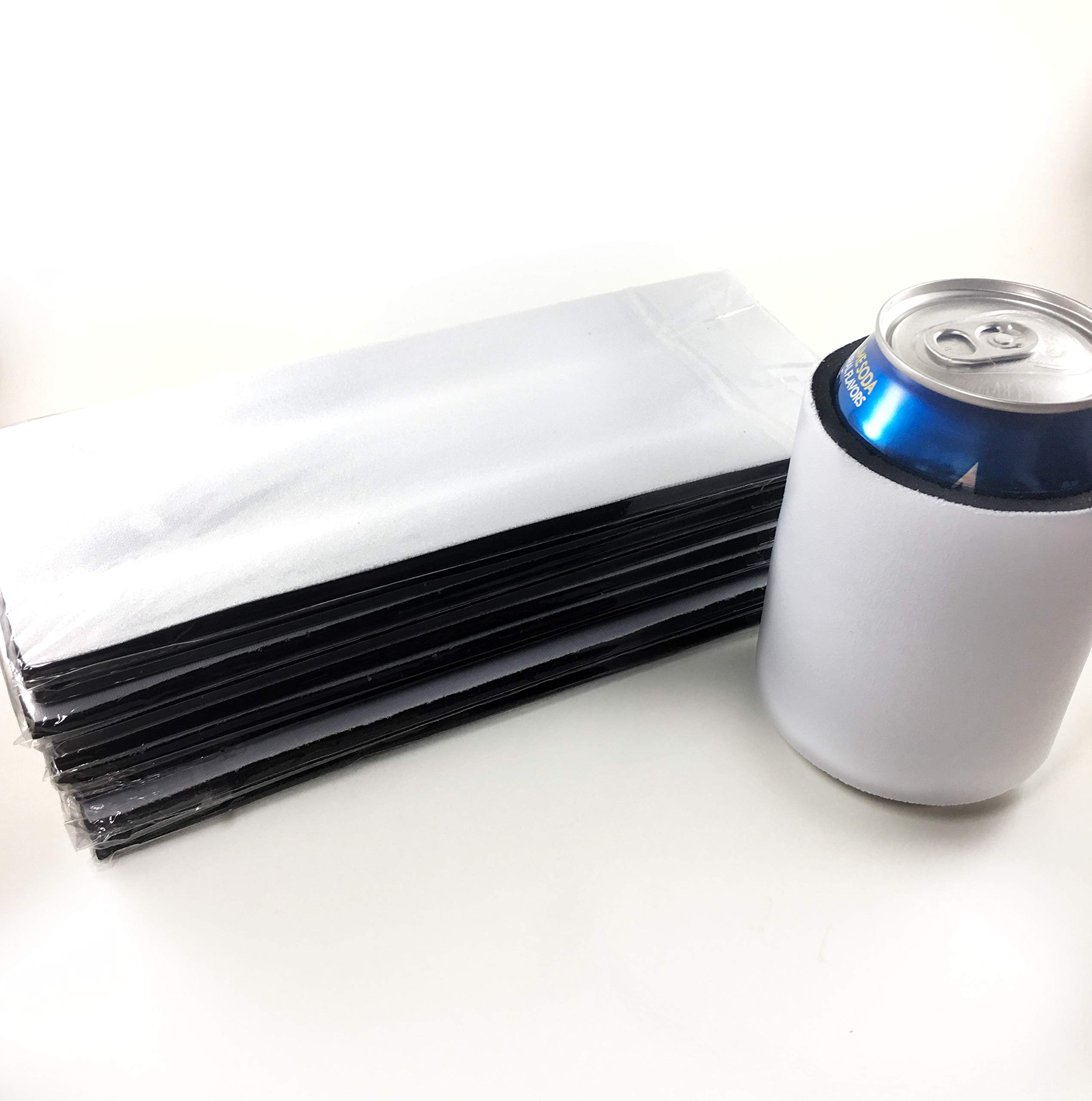 Custom White Slap Can Cooler Blanks - Sublimation or Vinyl Ready Neoprene Drink Holders (10-Pack) - Perfect for Parties, Tailgating, and Outdoor Events