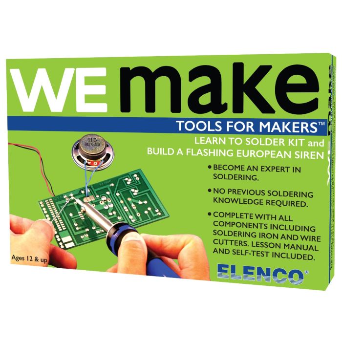 Elenco Soldering Practice Kit with Soldering Iron & Wire Cutters - Perfect for Beginners, DIY Electronics, and STEM Projects