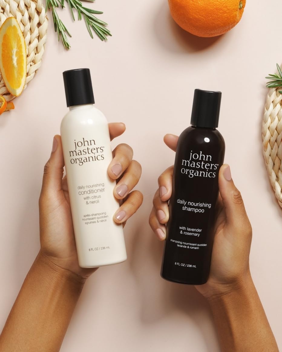 John Masters Organics Daily Nourishing Shampoo with Lavender & Rosemary - USDA Organic, Sulfate-Free Formula for Scalp Purification & Healthy Hair - Ideal for Daily Use, Dry Scalp Care & Natural Haircare Routine