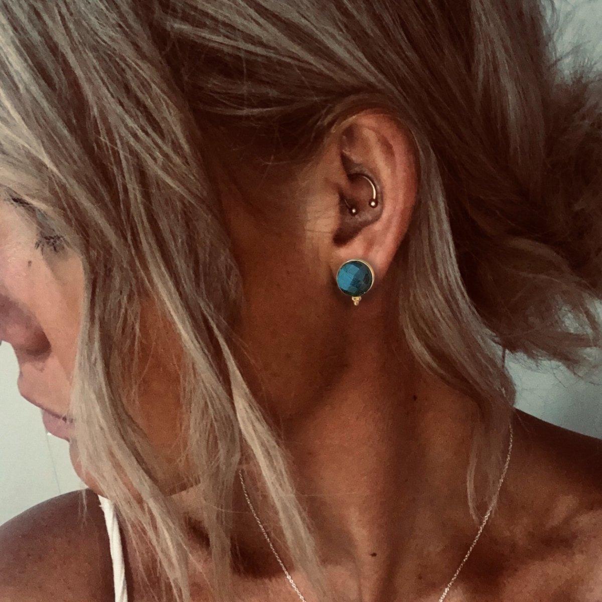 Laihas Free Spirit Gold Labradorite Stud Earrings - Elegant Gemstone Jewelry for Women, Perfect for Everyday Wear & Special Occasions