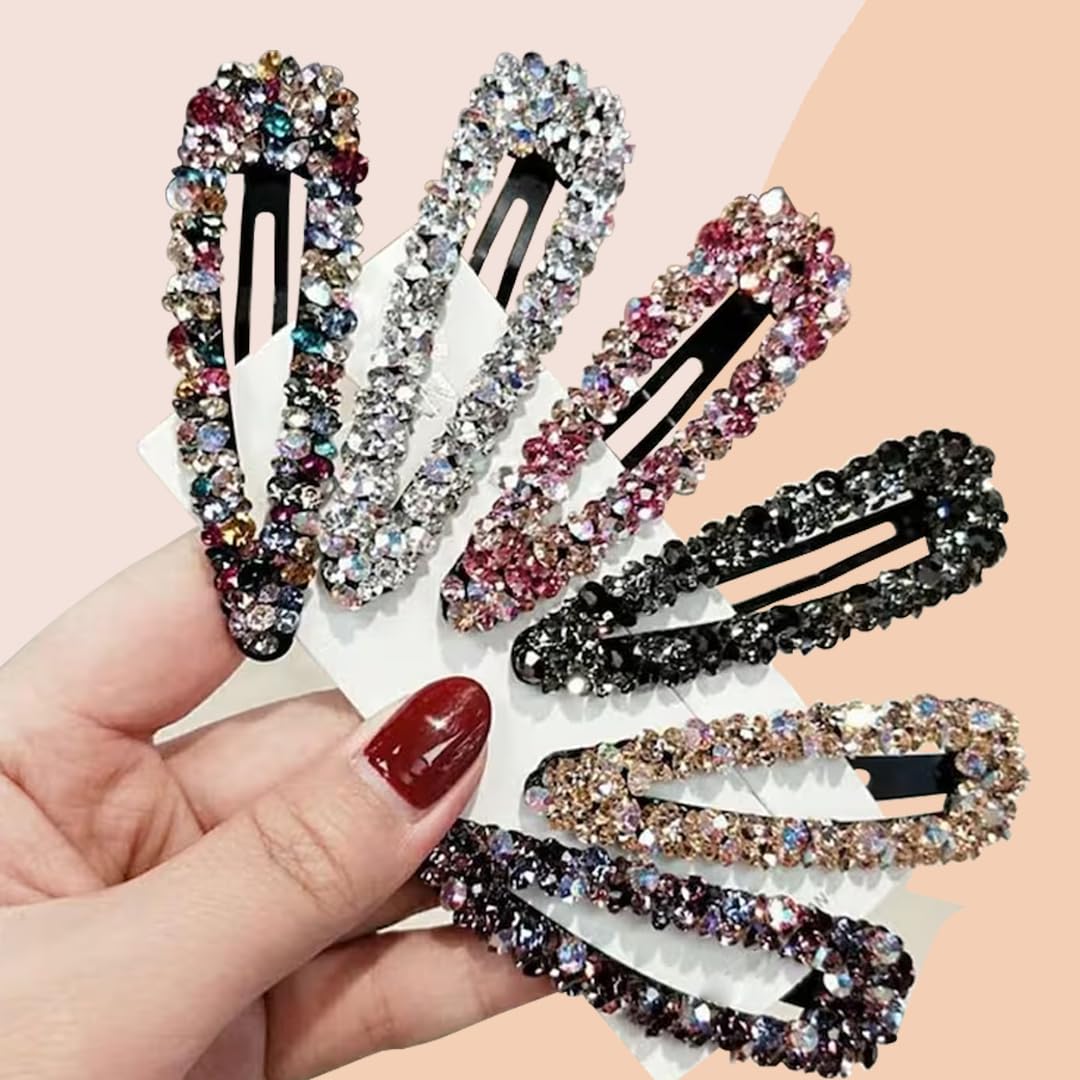 Myra Collection 6-Piece Sparkling Crystal Hair Clips Set - Large Rhinestone Hair Accessories for Women & Girls - Perfect for Weddings, Parties & Everyday Glamour