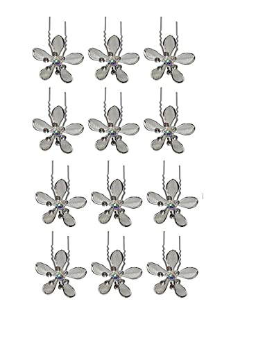 Inaaya 12-Piece Floral Hair Pins Set for Women & Girls - Bridal Hair Accessories with Flower Juda Pins for Weddings, Parties & Special Occasions