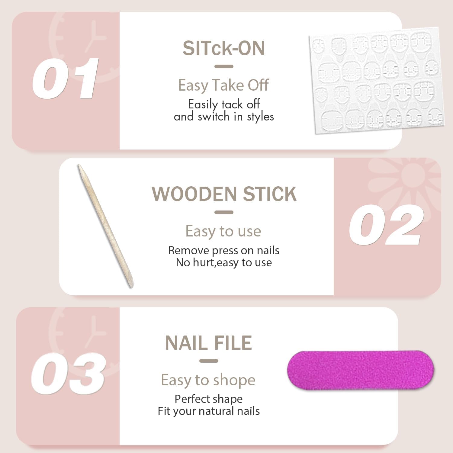 KXAMELIE 24PCS Pastel Pink Short Oval Press on Nails - Acrylic Fake Nails with Glue for Women, Soft Gel Strong Stick on Nails for Daily Wear & Special Occasions